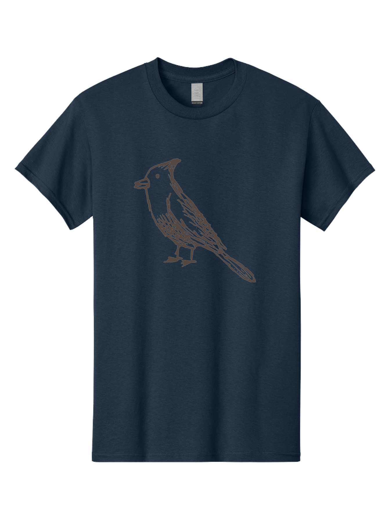 Black-Bird Men'S Graphic Tee, 100% Cotton, Comfortable Casual Summer Wear, Machine Washable, Simple Line Drawing, Bird Silhouette, Wildlife Art, Minimalist Design, Feathered Friend, Songbird -  Aaa758
