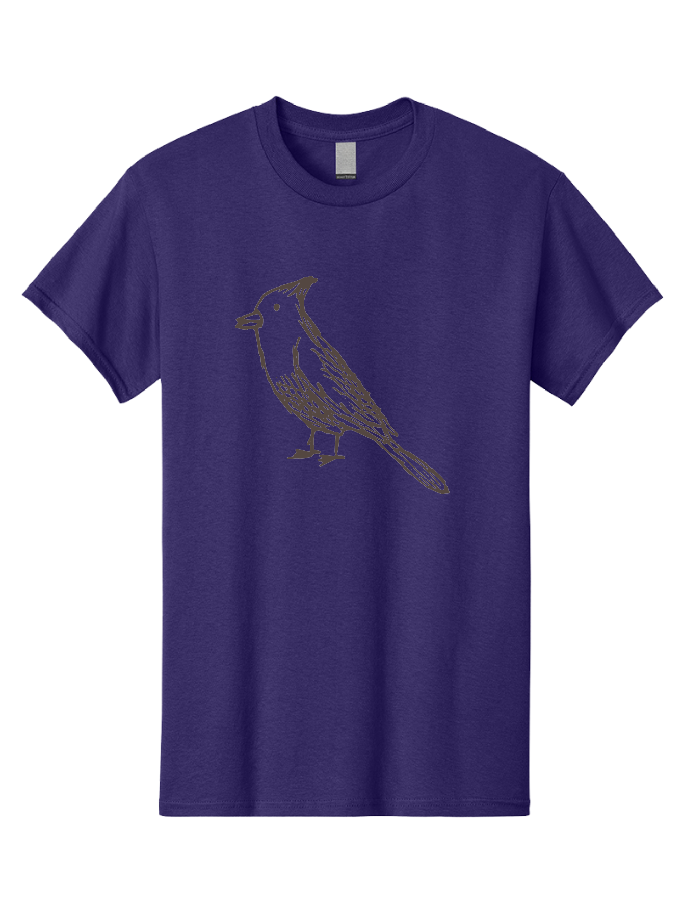 Black-Bird Men'S Graphic Tee, 100% Cotton, Comfortable Casual Summer Wear, Machine Washable, Simple Line Drawing, Bird Silhouette, Wildlife Art, Minimalist Design, Feathered Friend, Songbird -  Aaa758