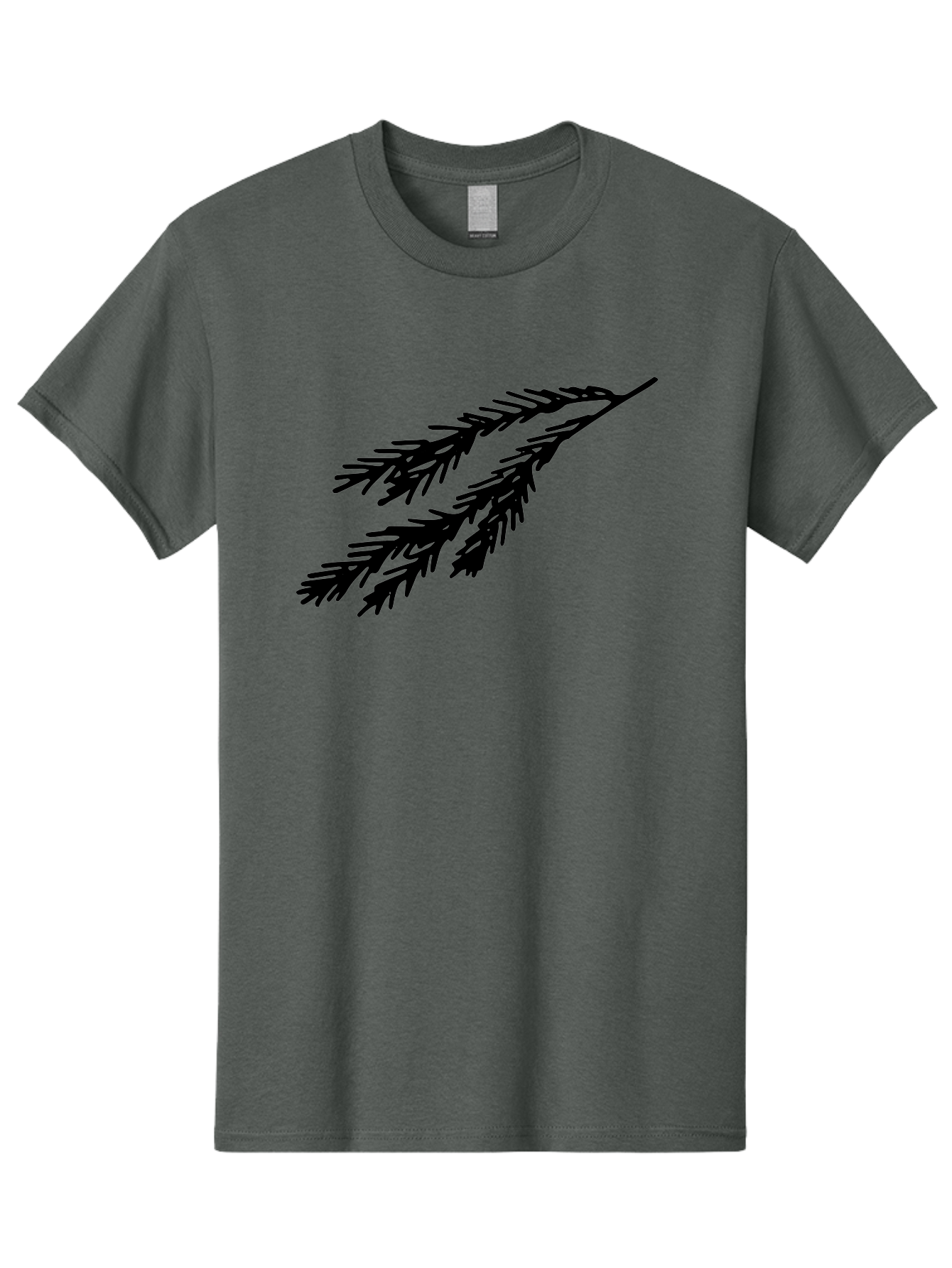Black-Branches Men'S Graphic Tee, 100% Cotton, Comfortable Casual Summer Wear, Machine Washable, Fir Branch Silhouette, Black Fir Branch, Simple Design, Minimalist Art, Evergreen Branch, Botanical Illustration, Graphic Design Element -  Aaa759