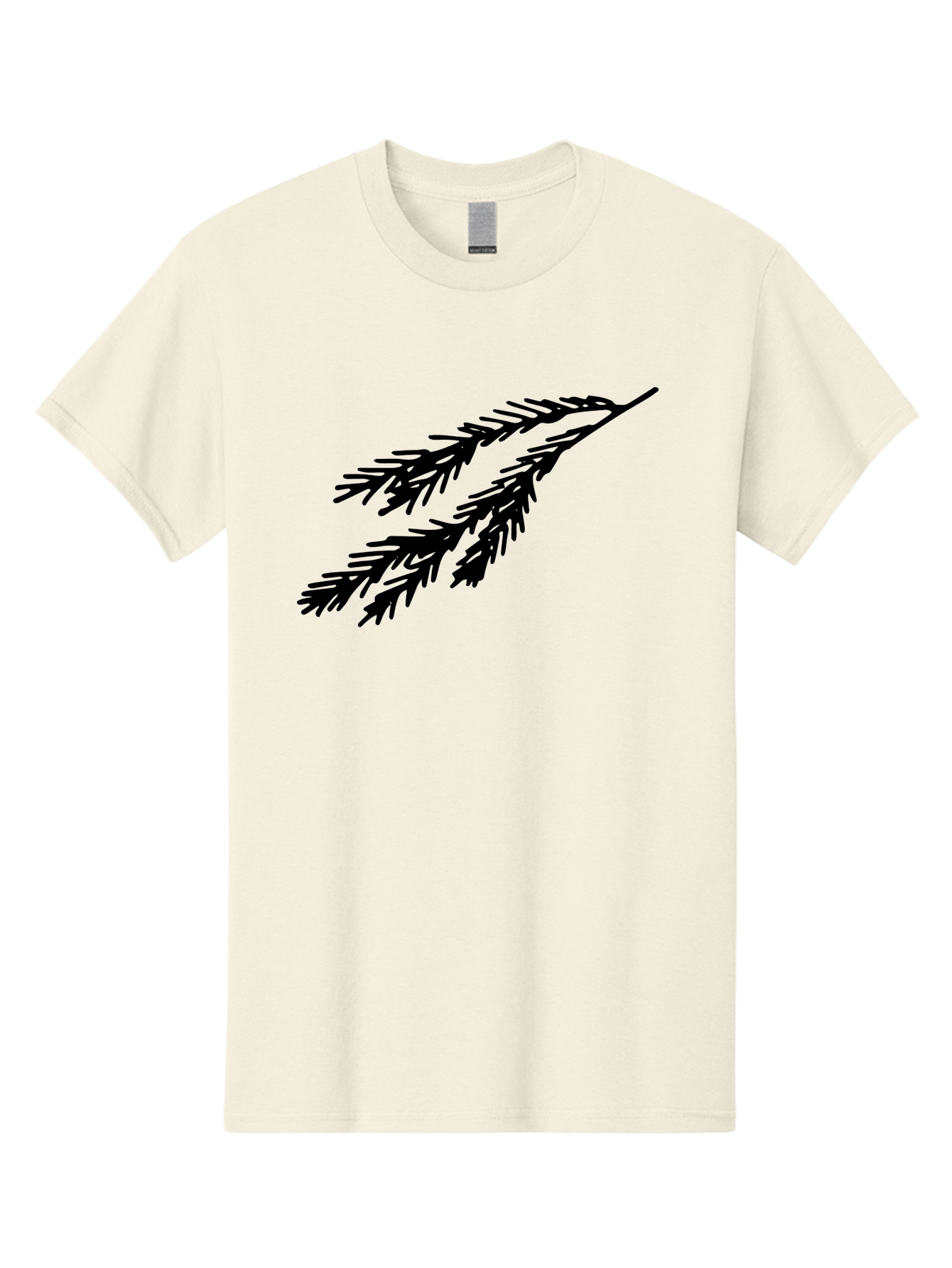 Black-Branches Men'S Graphic Tee, 100% Cotton, Comfortable Casual Summer Wear, Machine Washable, Fir Branch Silhouette, Black Fir Branch, Simple Design, Minimalist Art, Evergreen Branch, Botanical Illustration, Graphic Design Element -  Aaa759