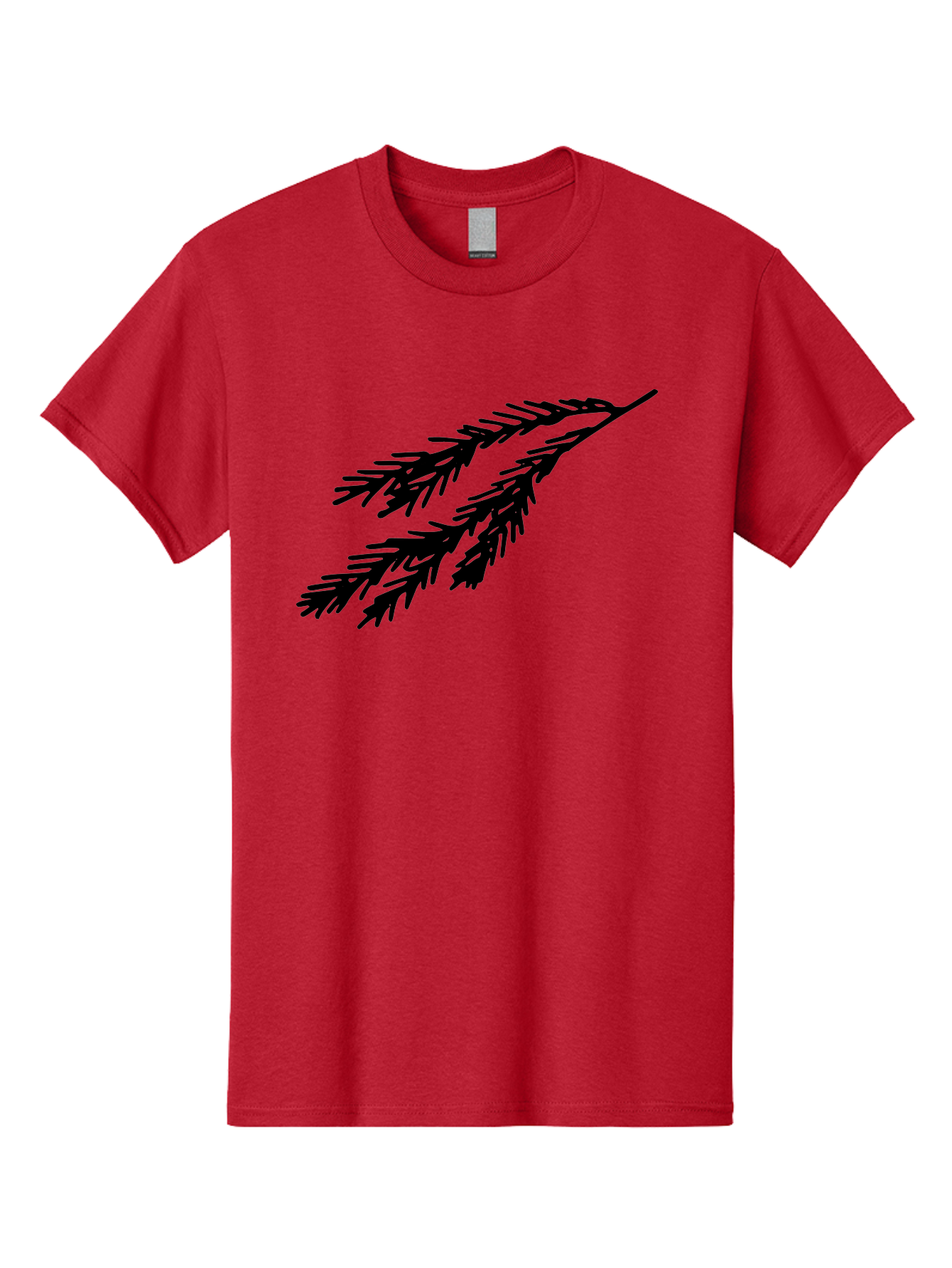 Black-Branches Men'S Graphic Tee, 100% Cotton, Comfortable Casual Summer Wear, Machine Washable, Fir Branch Silhouette, Black Fir Branch, Simple Design, Minimalist Art, Evergreen Branch, Botanical Illustration, Graphic Design Element -  Aaa759