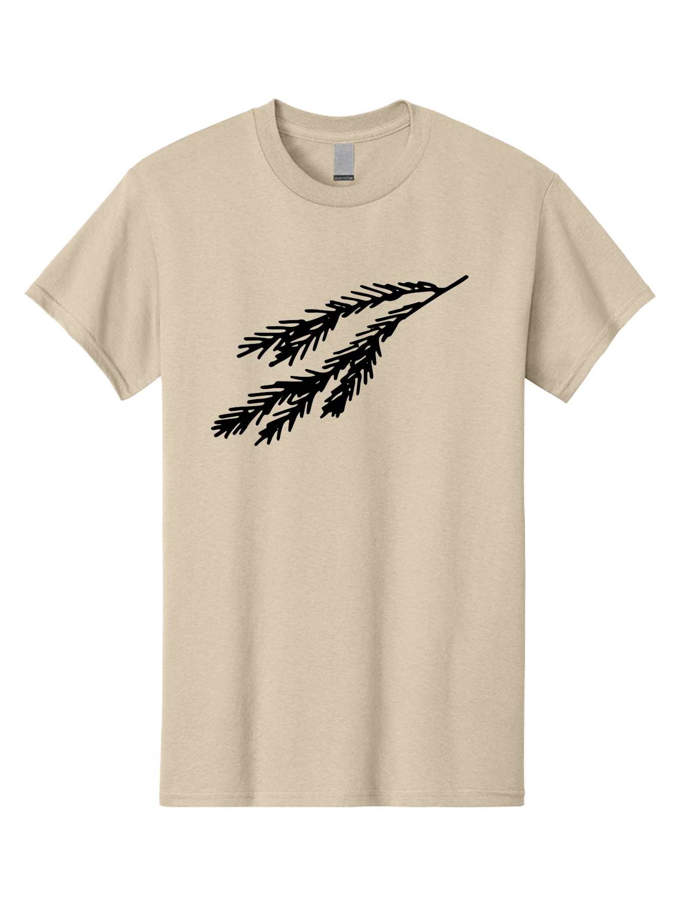 Black-Branches Men'S Graphic Tee, 100% Cotton, Comfortable Casual Summer Wear, Machine Washable, Fir Branch Silhouette, Black Fir Branch, Simple Design, Minimalist Art, Evergreen Branch, Botanical Illustration, Graphic Design Element -  Aaa759