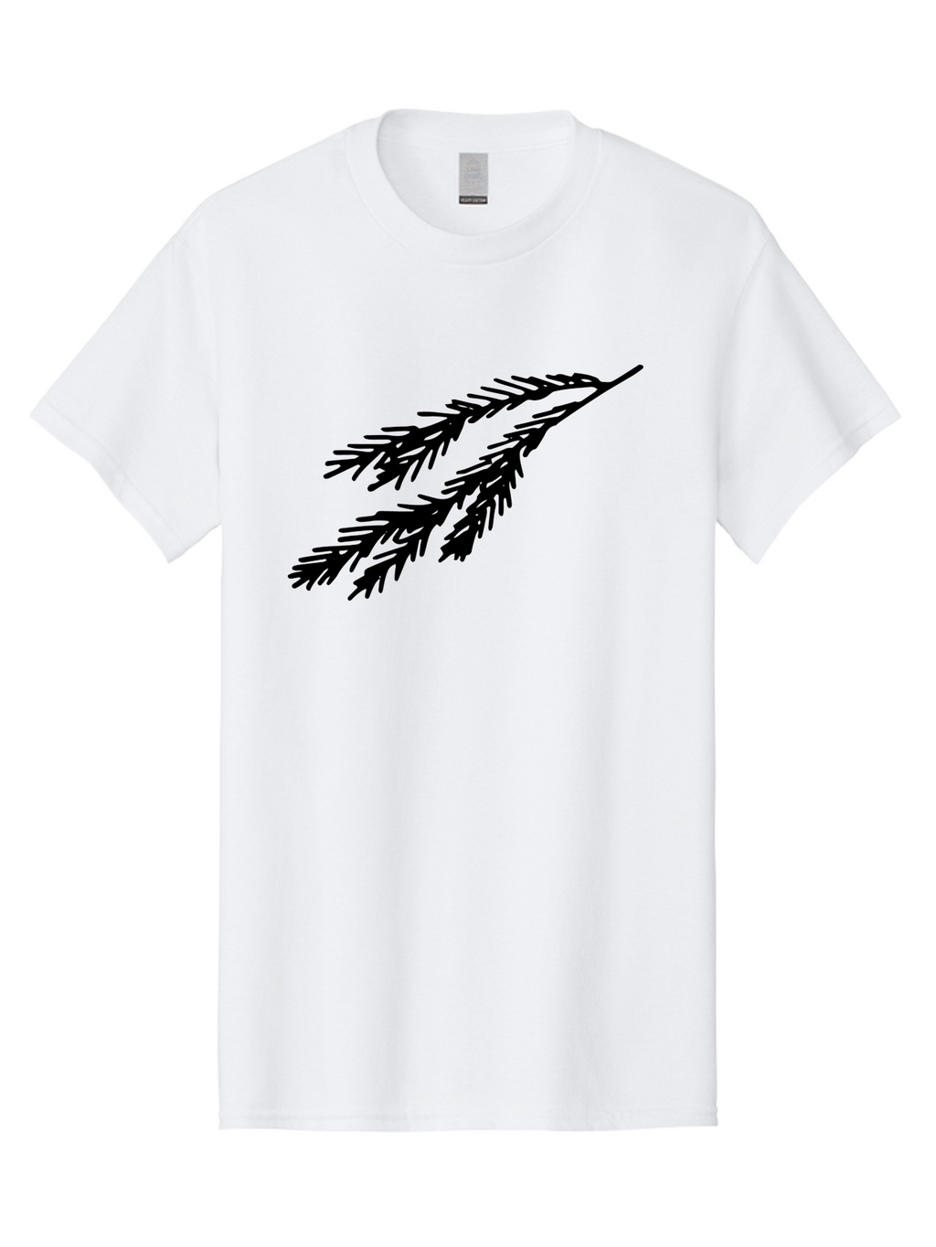 Black-Branches Men'S Graphic Tee, 100% Cotton, Comfortable Casual Summer Wear, Machine Washable, Fir Branch Silhouette, Black Fir Branch, Simple Design, Minimalist Art, Evergreen Branch, Botanical Illustration, Graphic Design Element -  Aaa759