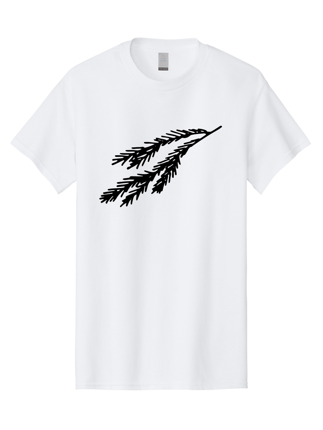 Black-Branches Men'S Graphic Tee, 100% Cotton, Comfortable Casual Summer Wear, Machine Washable, Fir Branch Silhouette, Black Fir Branch, Simple Design, Minimalist Art, Evergreen Branch, Botanical Illustration, Graphic Design Element -  Aaa759