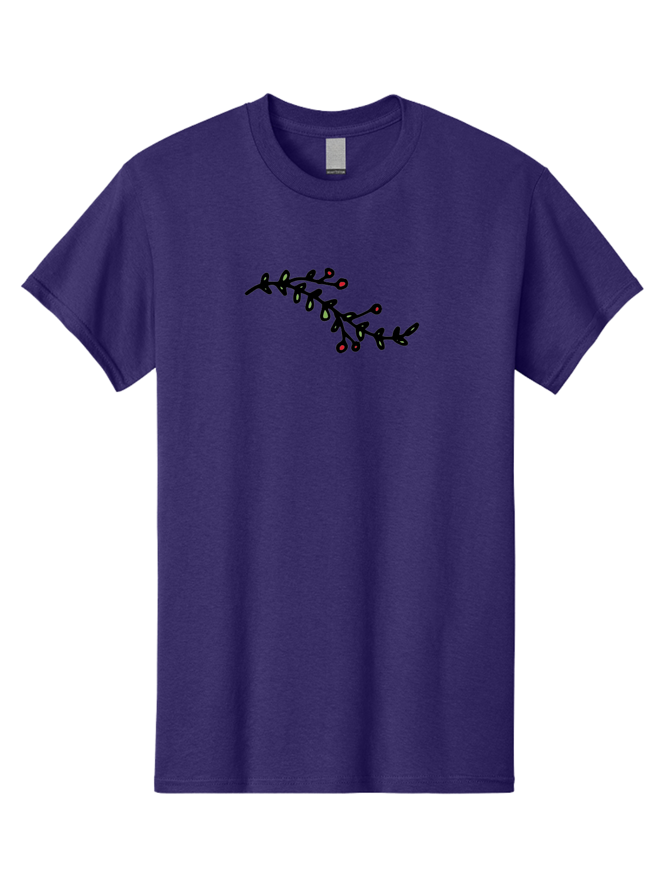 Black-Stem-With-Red-Berries Men'S Graphic Tee, 100% Cotton, Comfortable Casual Summer Wear, Machine Washable, Black Stem, Winter Berries, Red Berries, Minimalist Design, Simple Artwork, Abstract Illustration, Botanical Elements, -  Aaa763