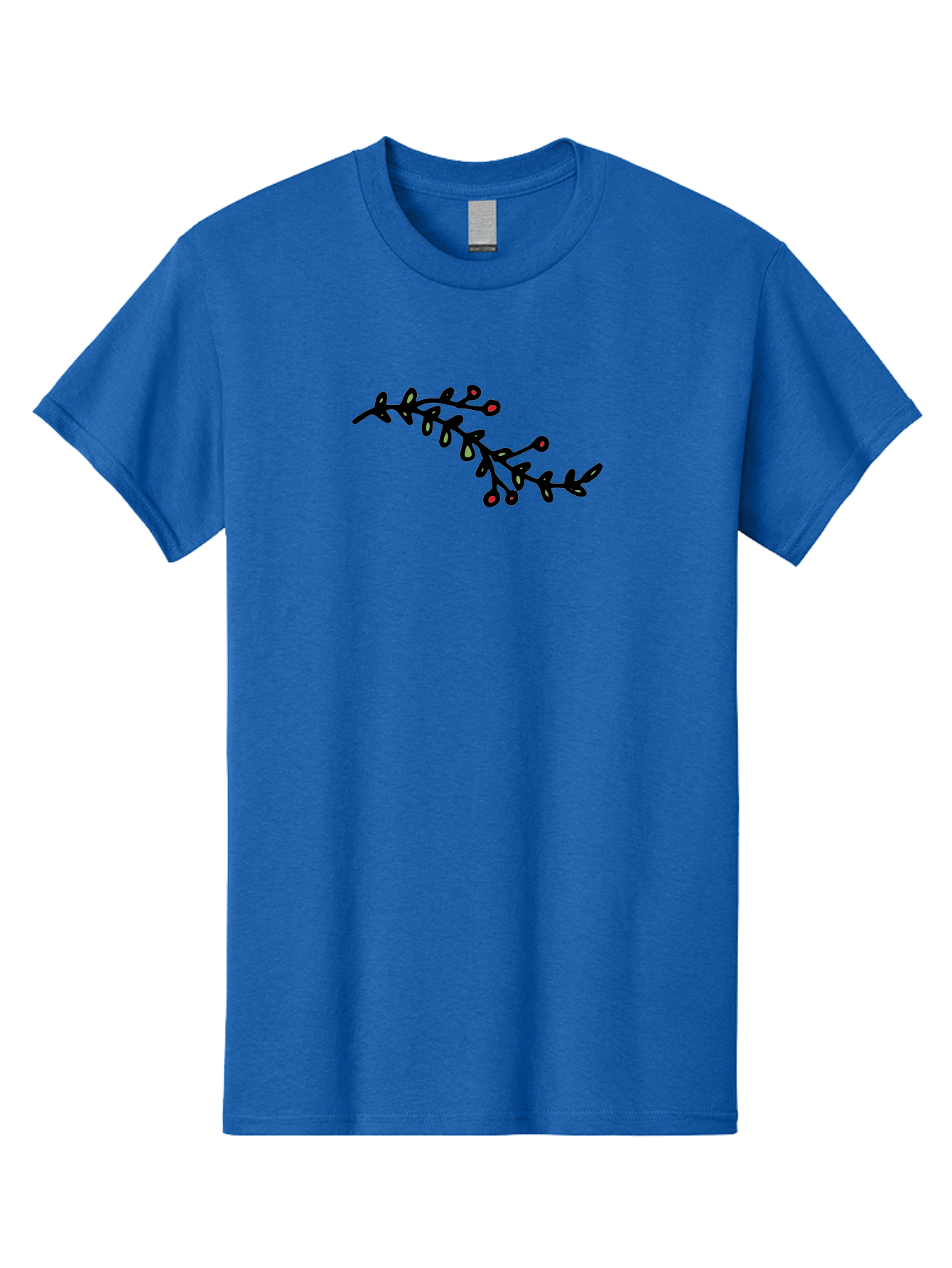 Black-Stem-With-Red-Berries Men'S Graphic Tee, 100% Cotton, Comfortable Casual Summer Wear, Machine Washable, Black Stem, Winter Berries, Red Berries, Minimalist Design, Simple Artwork, Abstract Illustration, Botanical Elements, -  Aaa763