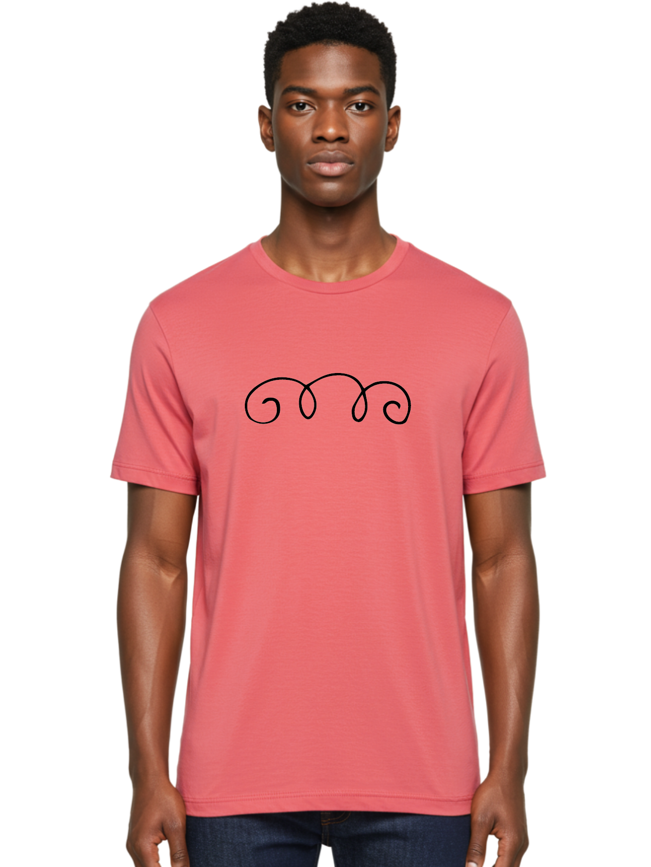 Black-Swirls-1 Men'S Graphic Tee, 100% Cotton, Comfortable Casual Summer Wear, Machine Washable, Handwritten Swirls, Flowing Curves, Elegant Design, Minimalist Art, Simple Graphics, Abstract Shapes, Decorative Elements -  Aaa764