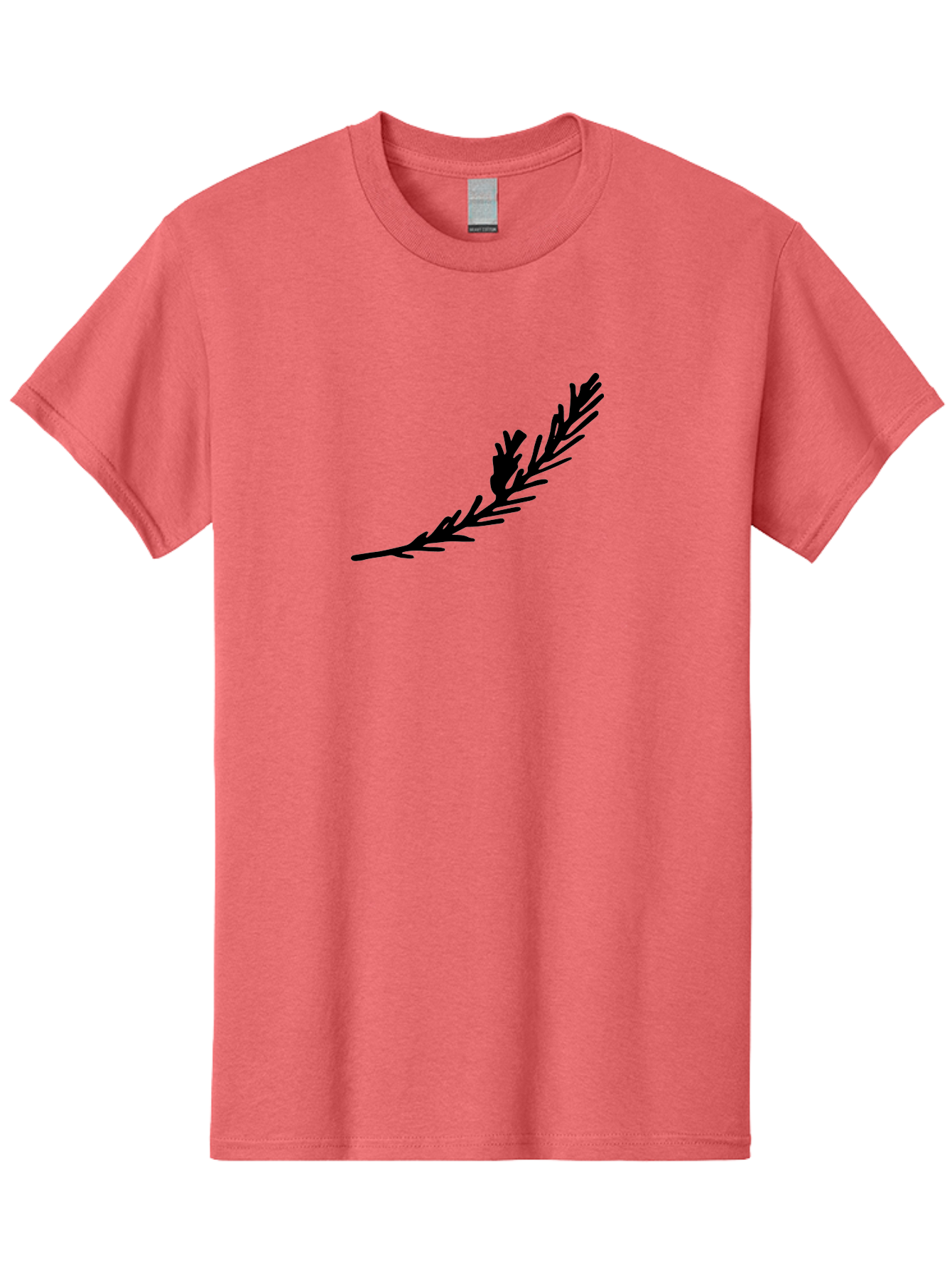 Black-Twig-Silhouette Men'S Graphic Tee, 100% Cotton, Comfortable Casual Summer Wear, Machine Washable, Pine Needles Silhouette, Minimalist Design, Simple Graphics, Sprig Of Pine, Black On Green, Foliage Icon, Nature Symbol -  Aaa766