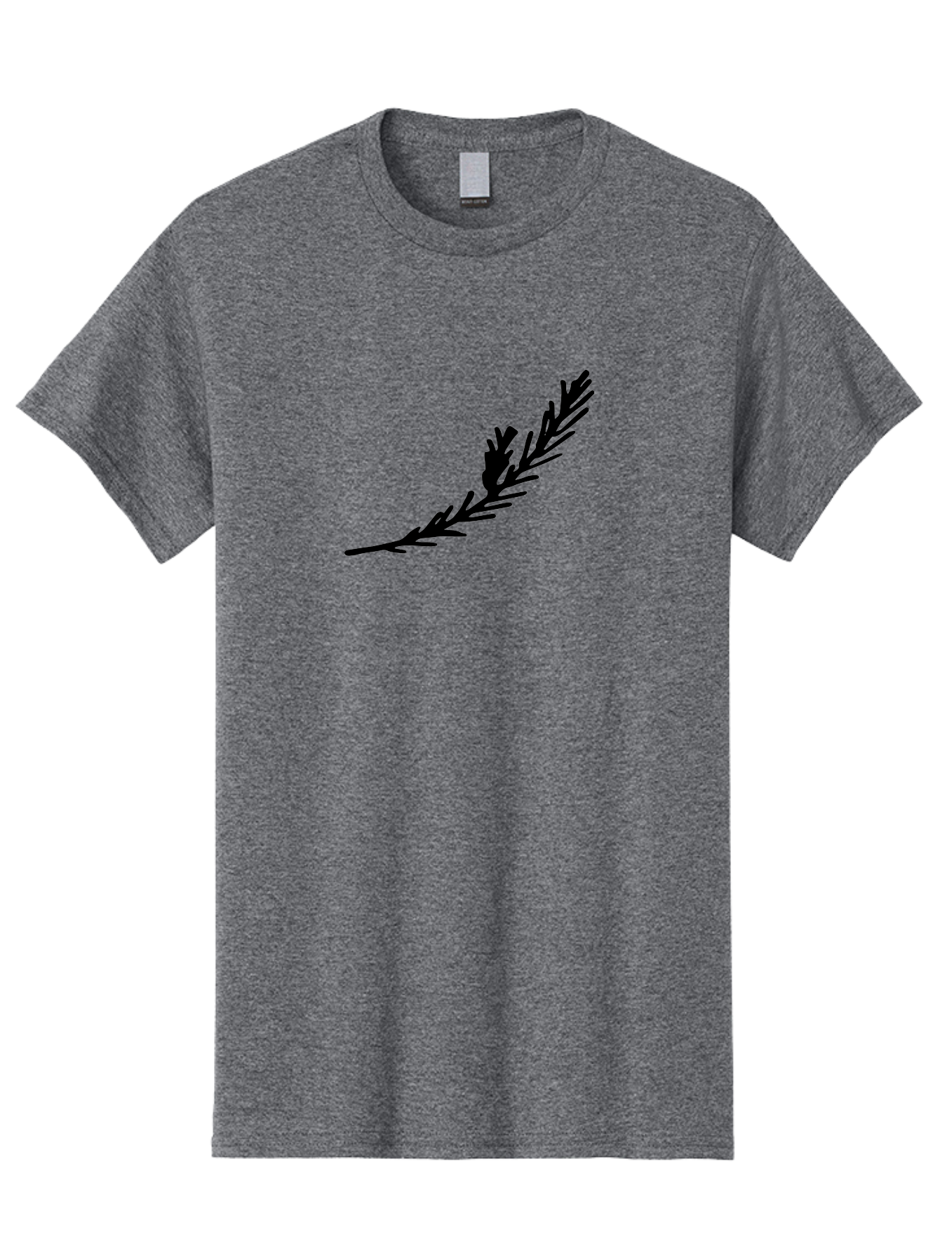 Black-Twig-Silhouette Men'S Graphic Tee, 100% Cotton, Comfortable Casual Summer Wear, Machine Washable, Pine Needles Silhouette, Minimalist Design, Simple Graphics, Sprig Of Pine, Black On Green, Foliage Icon, Nature Symbol -  Aaa766