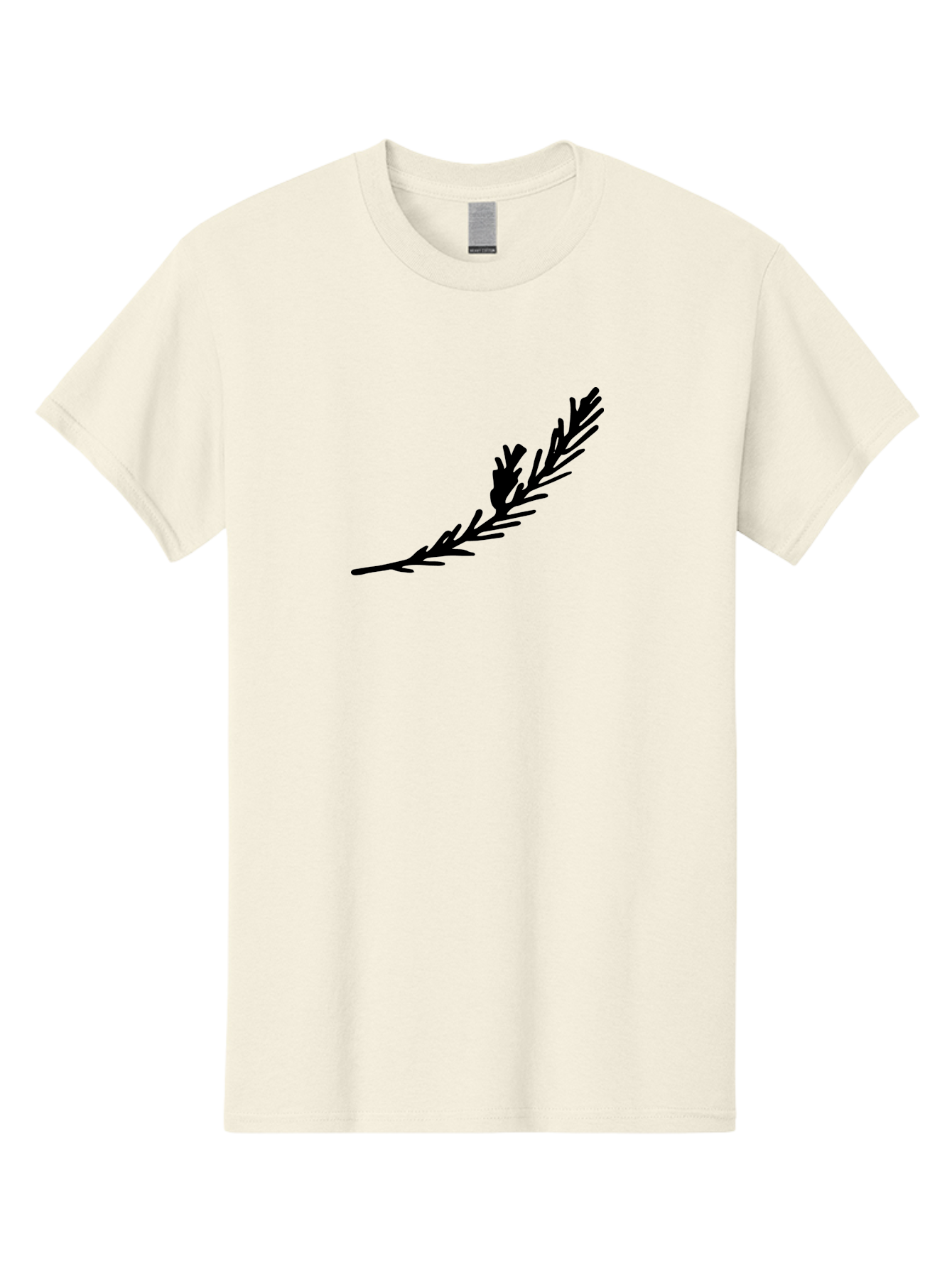Black-Twig-Silhouette Men'S Graphic Tee, 100% Cotton, Comfortable Casual Summer Wear, Machine Washable, Pine Needles Silhouette, Minimalist Design, Simple Graphics, Sprig Of Pine, Black On Green, Foliage Icon, Nature Symbol -  Aaa766