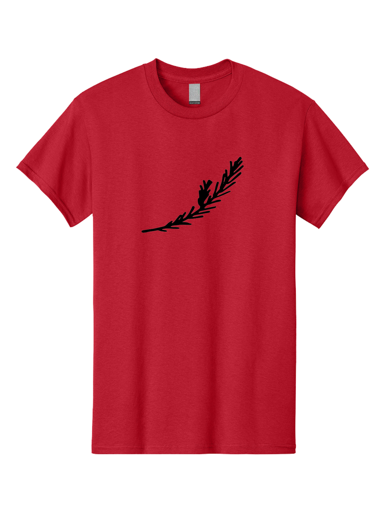 Black-Twig-Silhouette Men'S Graphic Tee, 100% Cotton, Comfortable Casual Summer Wear, Machine Washable, Pine Needles Silhouette, Minimalist Design, Simple Graphics, Sprig Of Pine, Black On Green, Foliage Icon, Nature Symbol -  Aaa766
