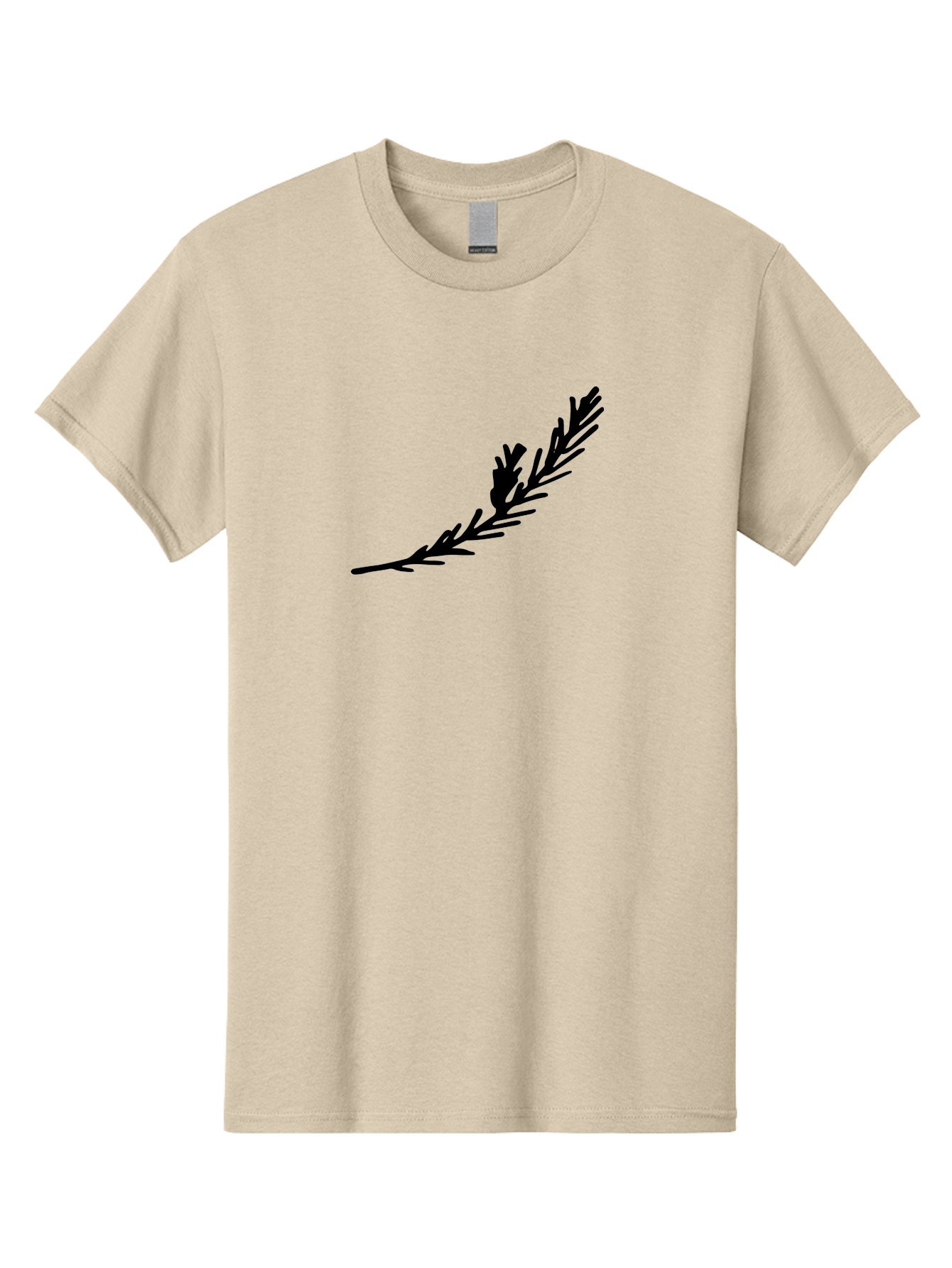 Black-Twig-Silhouette Men'S Graphic Tee, 100% Cotton, Comfortable Casual Summer Wear, Machine Washable, Pine Needles Silhouette, Minimalist Design, Simple Graphics, Sprig Of Pine, Black On Green, Foliage Icon, Nature Symbol -  Aaa766