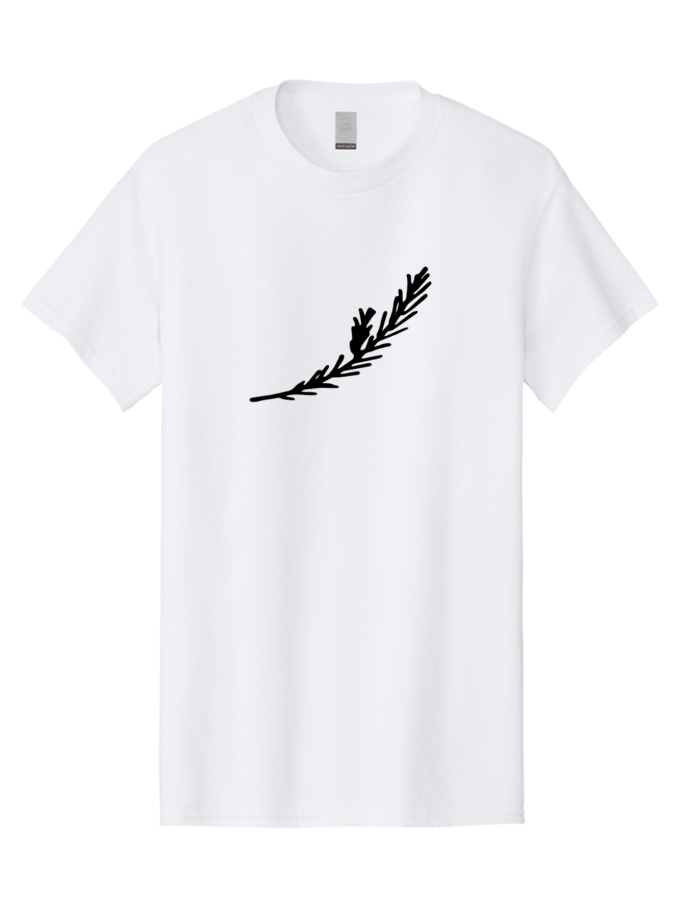 Black-Twig-Silhouette Men'S Graphic Tee, 100% Cotton, Comfortable Casual Summer Wear, Machine Washable, Pine Needles Silhouette, Minimalist Design, Simple Graphics, Sprig Of Pine, Black On Green, Foliage Icon, Nature Symbol -  Aaa766