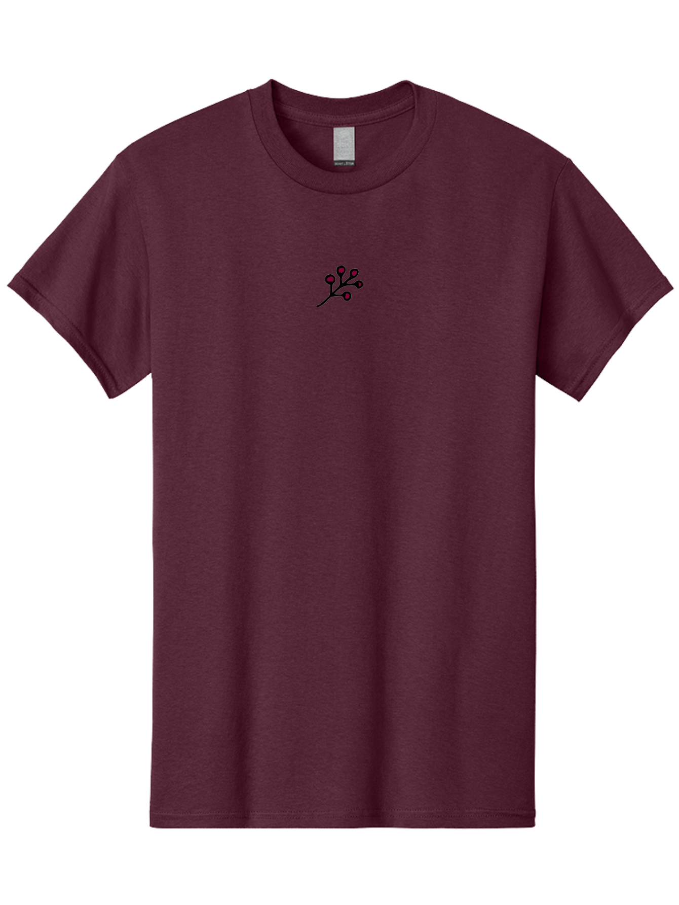Blackberries Men'S Graphic Tee, 100% Cotton, Comfortable Casual Summer Wear, Machine Washable, Red Berries On A Branch, Minimalist Design, Simple Illustration, Dark Red Fruit, Black Stem, Floral Element, Decorative Graphic -  Aaa767