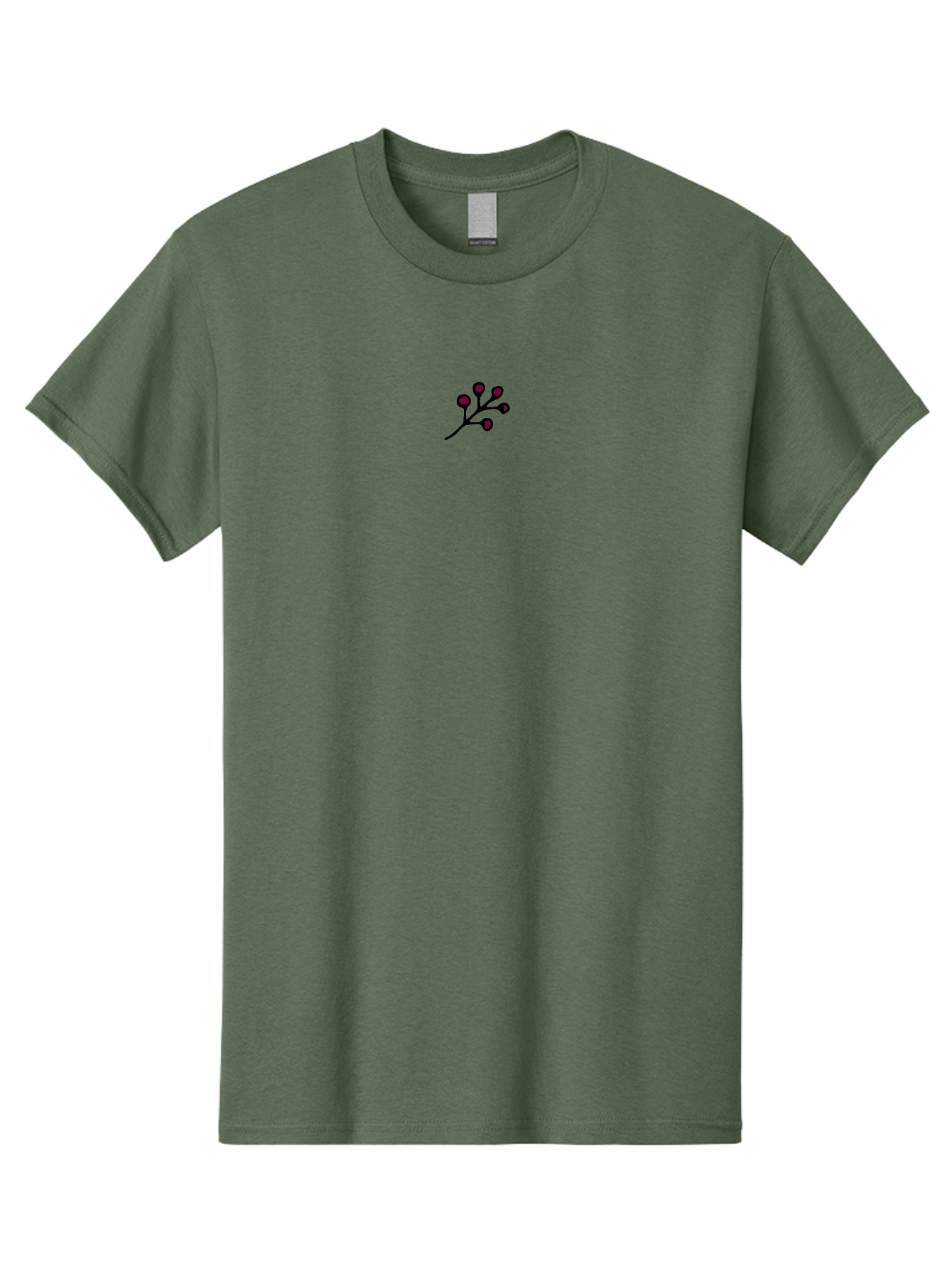 Blackberries Men'S Graphic Tee, 100% Cotton, Comfortable Casual Summer Wear, Machine Washable, Red Berries On A Branch, Minimalist Design, Simple Illustration, Dark Red Fruit, Black Stem, Floral Element, Decorative Graphic -  Aaa767