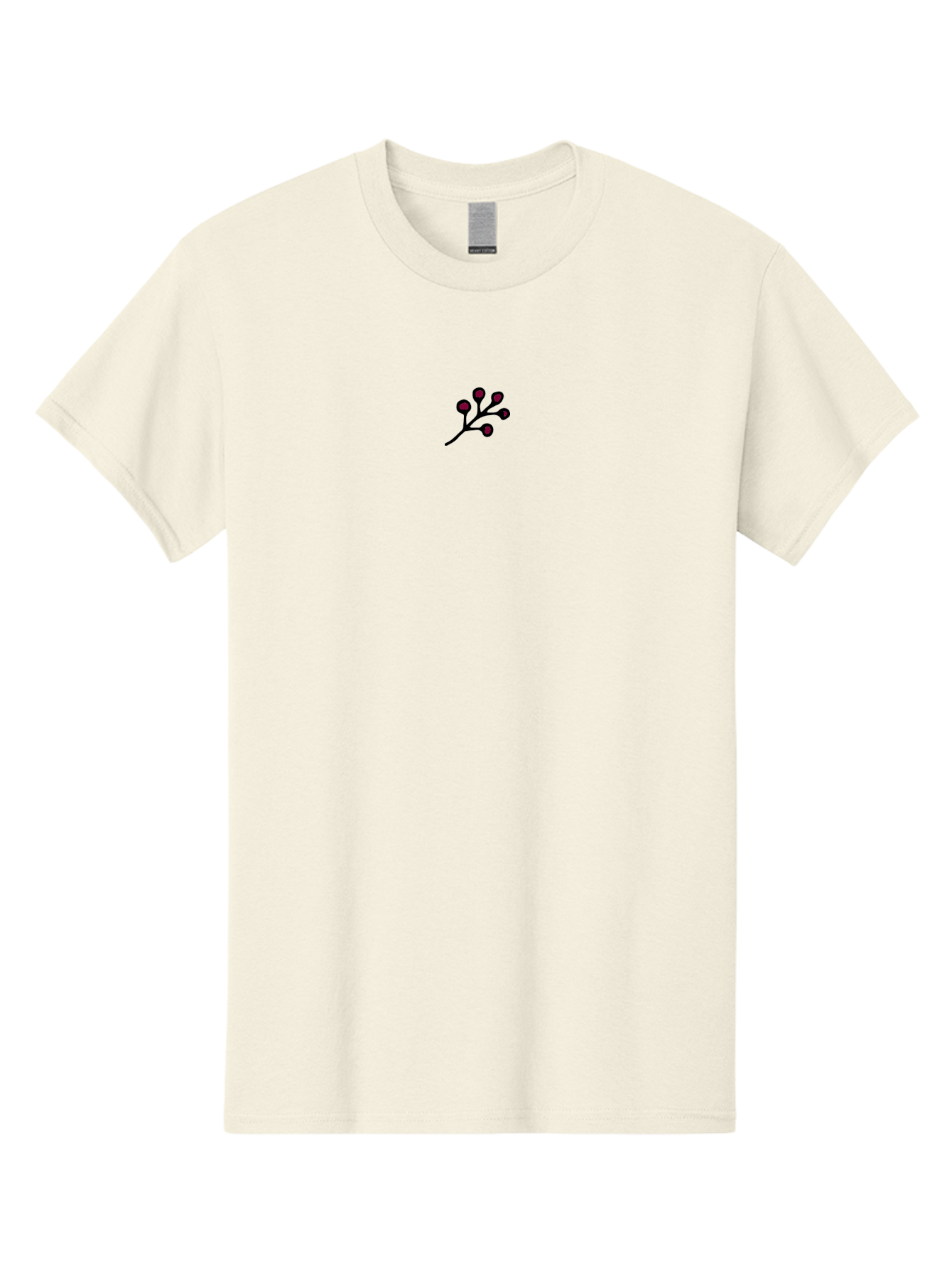 Blackberries Men'S Graphic Tee, 100% Cotton, Comfortable Casual Summer Wear, Machine Washable, Red Berries On A Branch, Minimalist Design, Simple Illustration, Dark Red Fruit, Black Stem, Floral Element, Decorative Graphic -  Aaa767