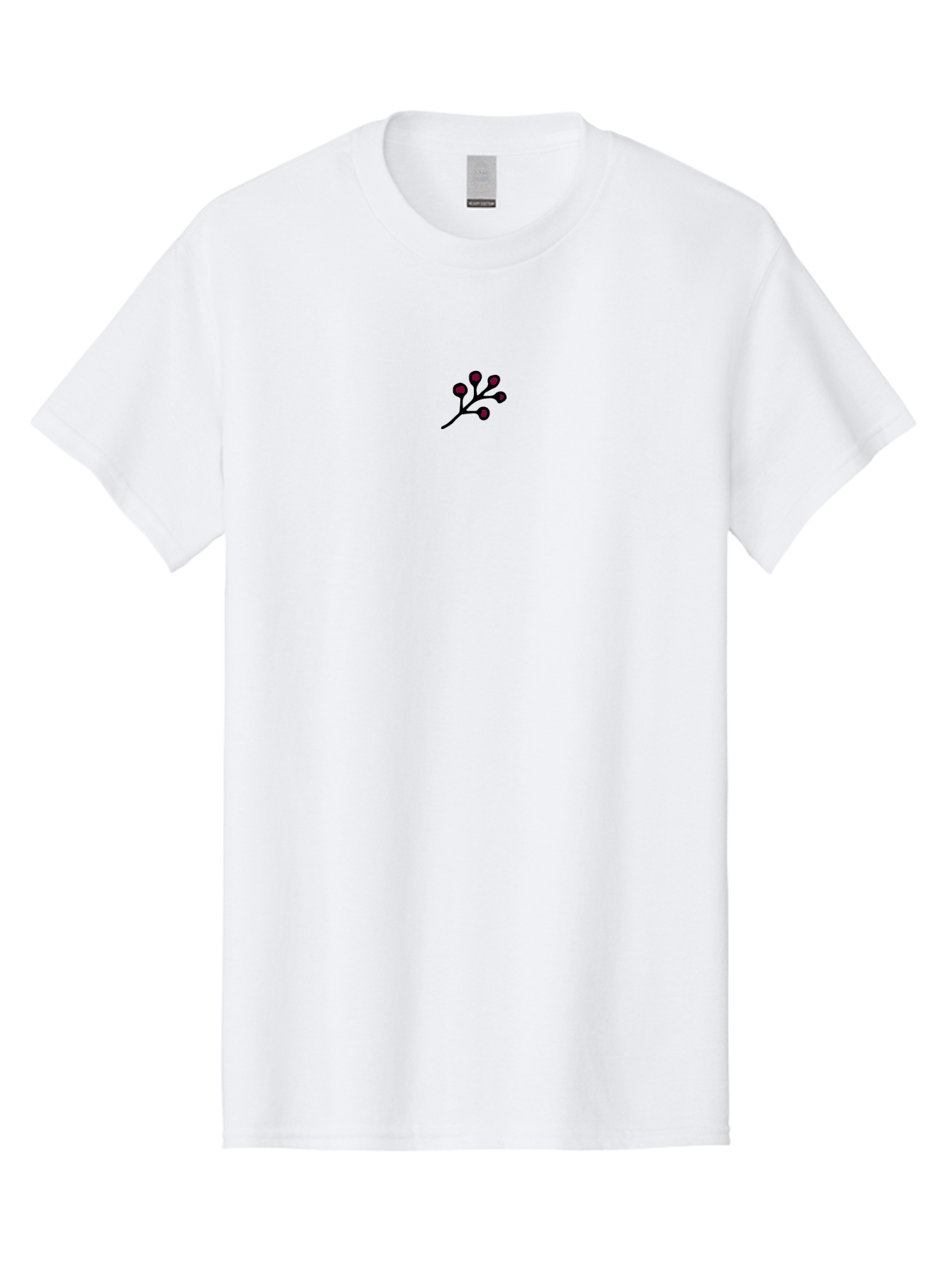 Blackberries Men'S Graphic Tee, 100% Cotton, Comfortable Casual Summer Wear, Machine Washable, Red Berries On A Branch, Minimalist Design, Simple Illustration, Dark Red Fruit, Black Stem, Floral Element, Decorative Graphic -  Aaa767