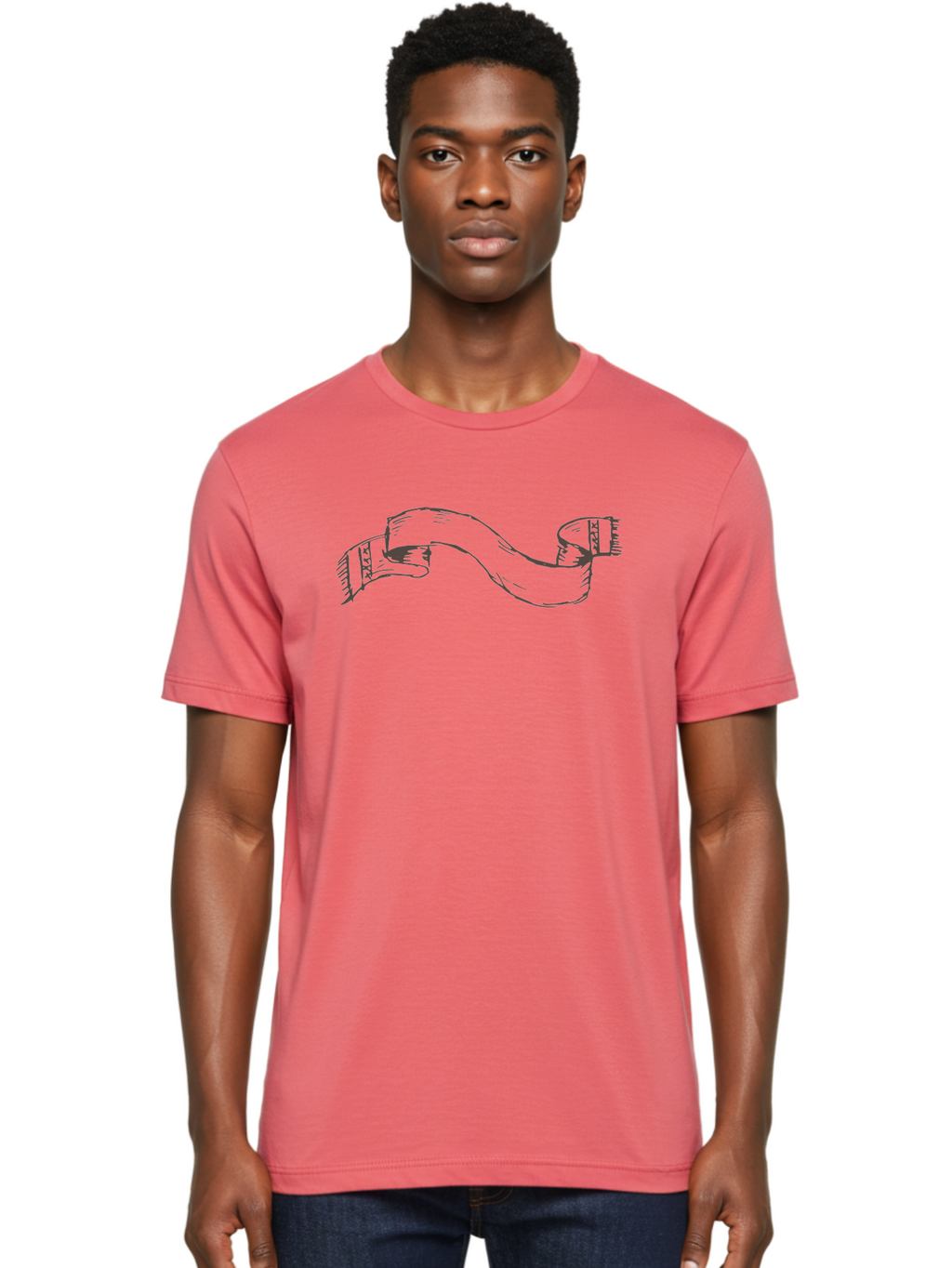 Blank-Ribbon-Banner Men'S Graphic Tee, 100% Cotton, Comfortable Casual Summer Wear, Machine Washable, Ribbon Banner, Graphic Design Element, Decorative Curve, Flowing Ribbon, Elegant Design, Creative Graphics, Illustration Art, -  Aaa768