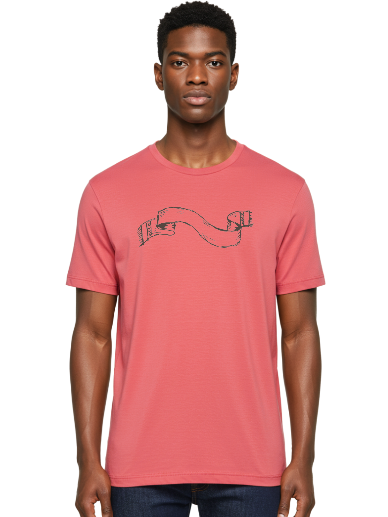 Blank-Ribbon-Banner Men'S Graphic Tee, 100% Cotton, Comfortable Casual Summer Wear, Machine Washable, Ribbon Banner, Graphic Design Element, Decorative Curve, Flowing Ribbon, Elegant Design, Creative Graphics, Illustration Art, -  Aaa768