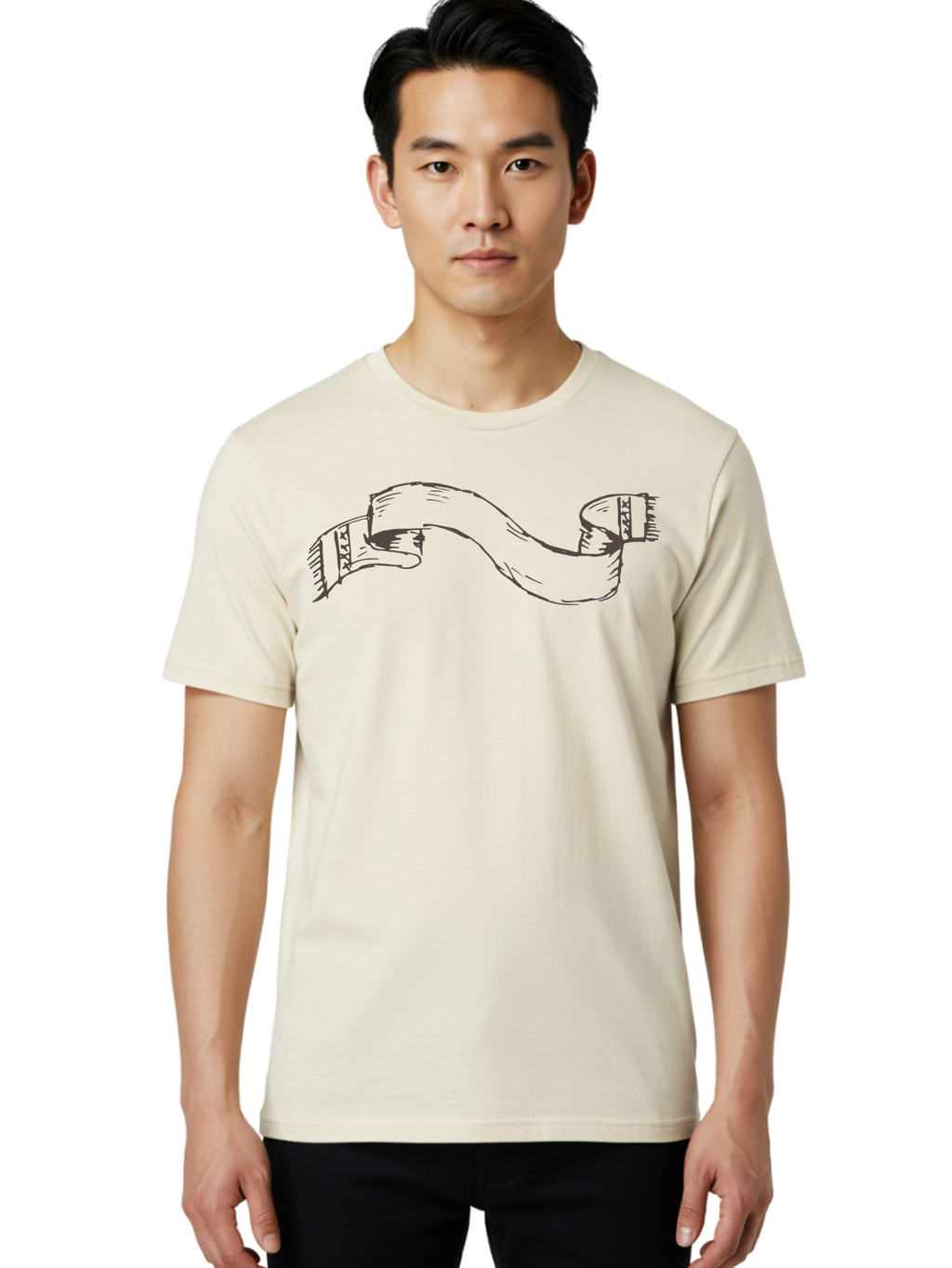 Blank-Ribbon-Banner Men'S Graphic Tee, 100% Cotton, Comfortable Casual Summer Wear, Machine Washable, Ribbon Banner, Graphic Design Element, Decorative Curve, Flowing Ribbon, Elegant Design, Creative Graphics, Illustration Art, -  Aaa768