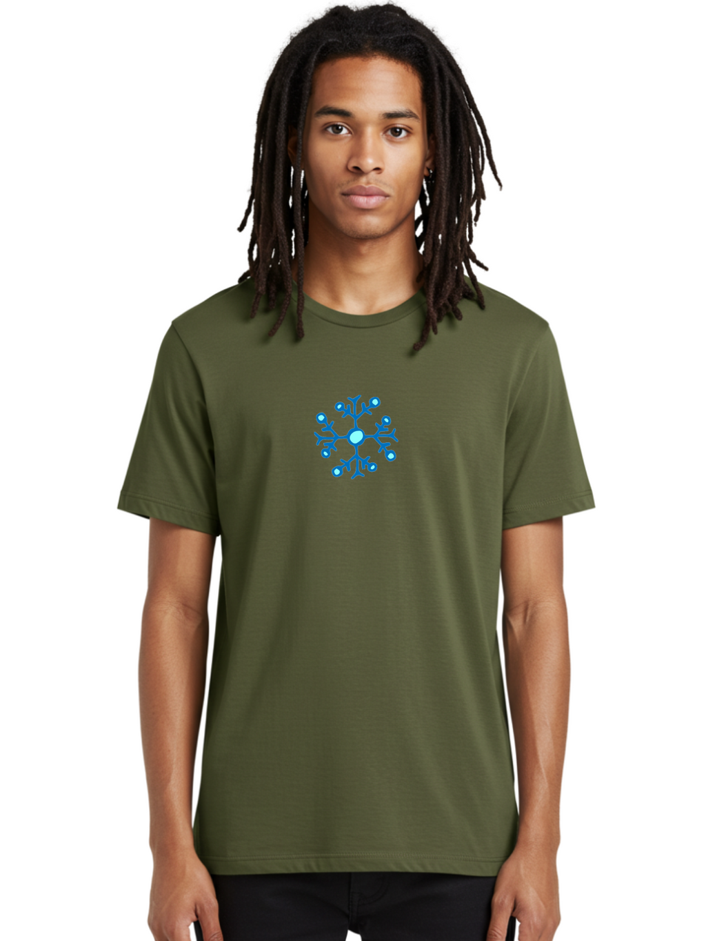 Blue-Snowflake Men'S Graphic Tee, 100% Cotton, Comfortable Casual Summer Wear, Machine Washable, Blue Snowflake, Winter Wonderland, Frosty Design, Icy Pattern, Delicate Flakes, Snow Crystal, Seasonal Decoration, Frozen Beauty, Winter Theme -  Aaa769