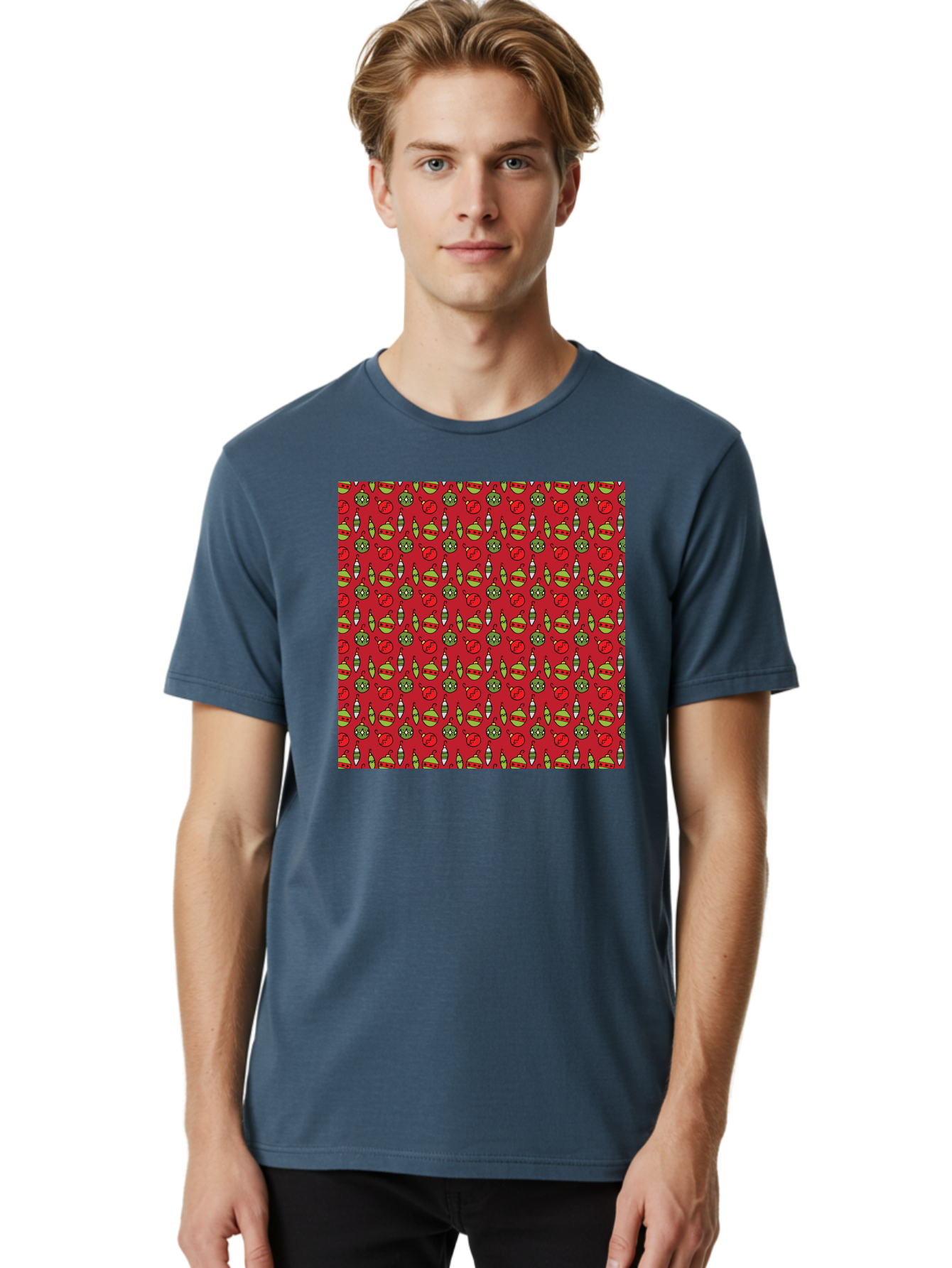 Bombs-Pattern Men'S Graphic Tee, 100% Cotton, Comfortable Casual Summer Wear, Machine Washable, Bombs And Emoji, Cartoon Graphics, War Symbols, Red Background, Green And Red Colors, Cute Illustrations, Funny Patterns, Danger Signs, -  Aaa770