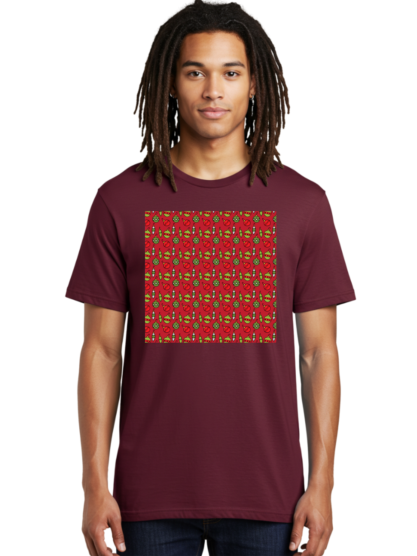 Bombs-Pattern Men'S Graphic Tee, 100% Cotton, Comfortable Casual Summer Wear, Machine Washable, Bombs And Emoji, Cartoon Graphics, War Symbols, Red Background, Green And Red Colors, Cute Illustrations, Funny Patterns, Danger Signs, -  Aaa770