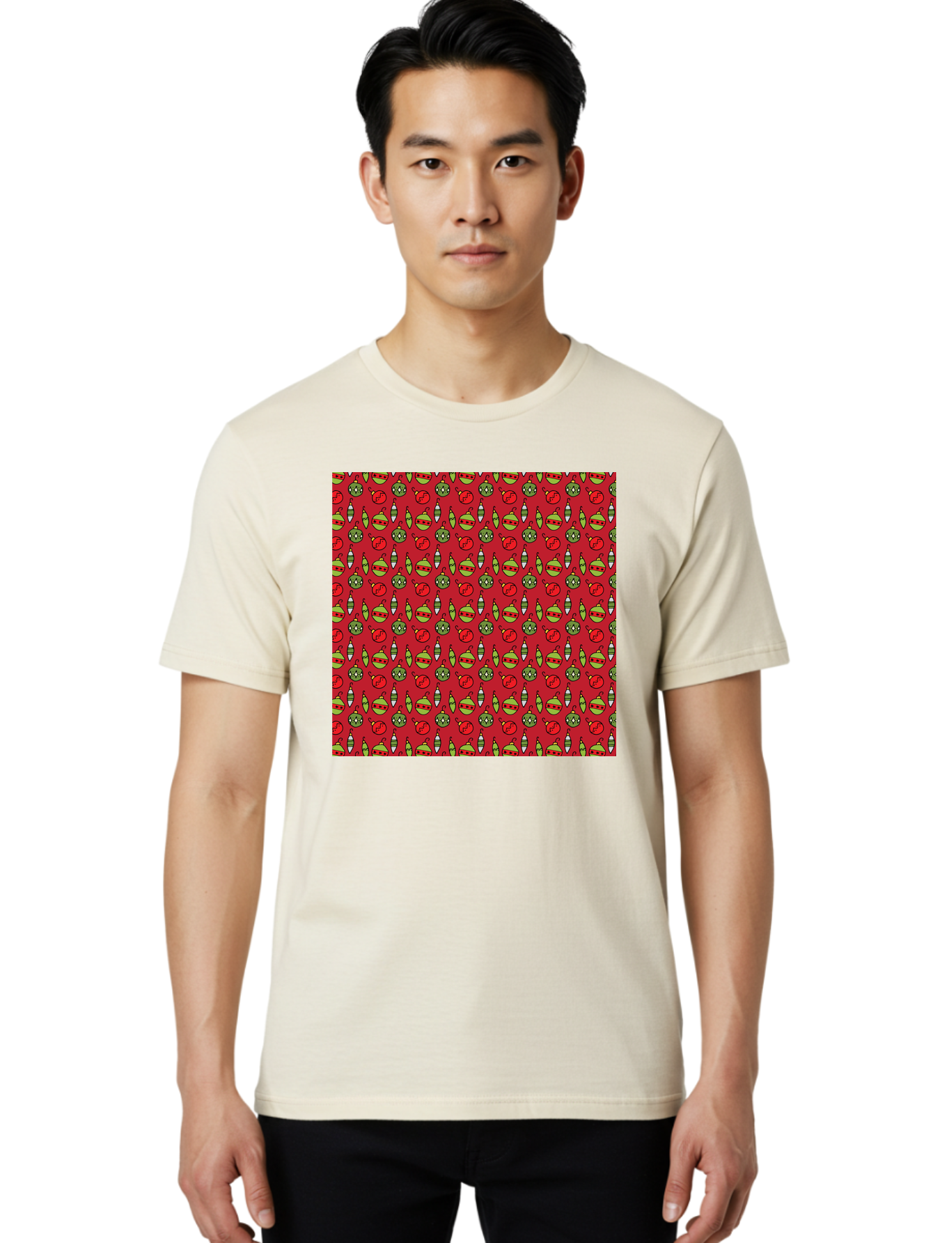 Bombs-Pattern Men'S Graphic Tee, 100% Cotton, Comfortable Casual Summer Wear, Machine Washable, Bombs And Emoji, Cartoon Graphics, War Symbols, Red Background, Green And Red Colors, Cute Illustrations, Funny Patterns, Danger Signs, -  Aaa770