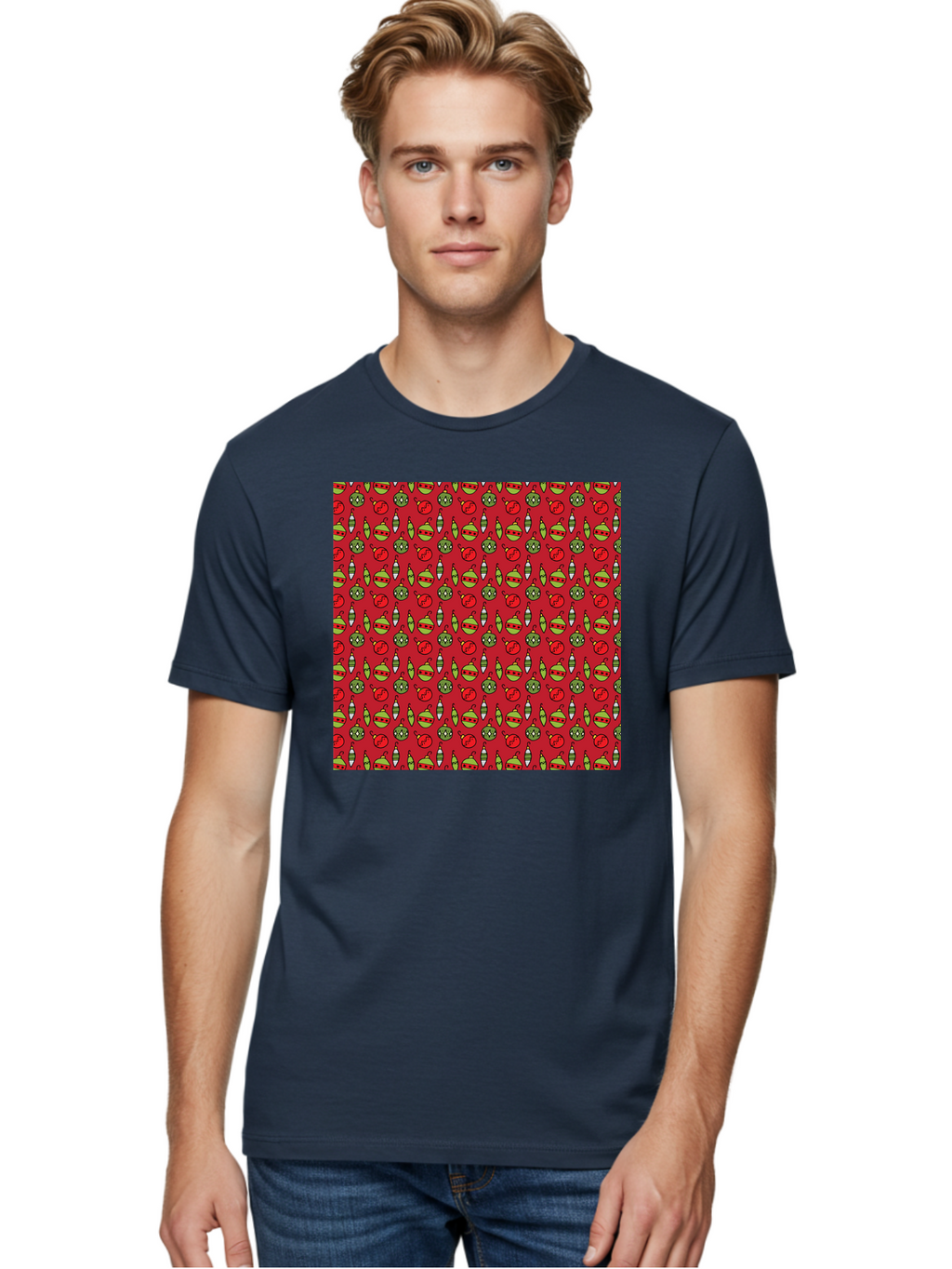 Bombs-Pattern Men'S Graphic Tee, 100% Cotton, Comfortable Casual Summer Wear, Machine Washable, Bombs And Emoji, Cartoon Graphics, War Symbols, Red Background, Green And Red Colors, Cute Illustrations, Funny Patterns, Danger Signs, -  Aaa770