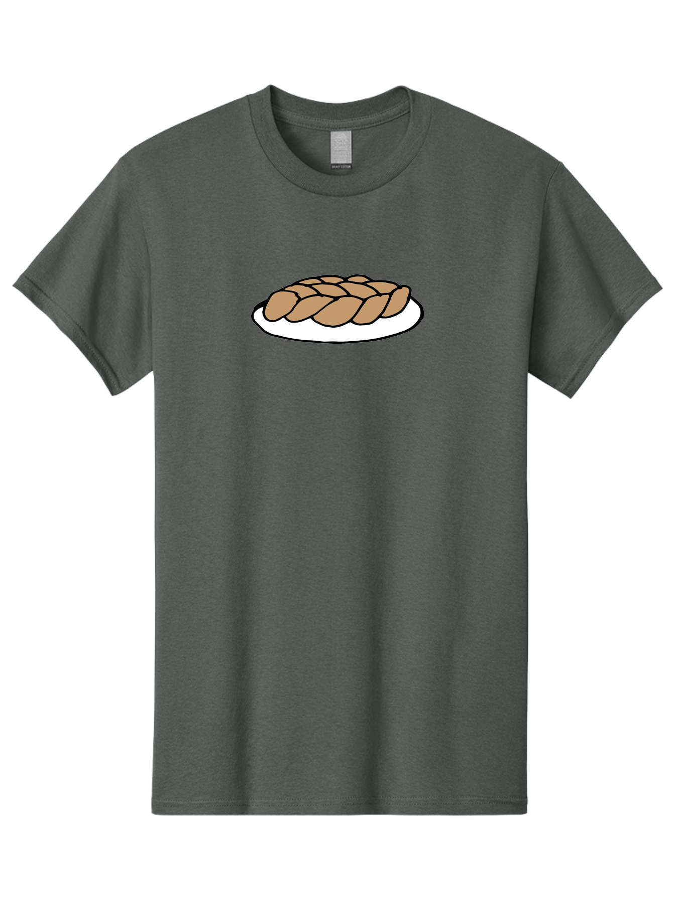 Braided-Loaf-Of-Bread Men'S Graphic Tee, 100% Cotton, Comfortable Casual Summer Wear, Machine Washable, Braided Bread, Baked Goods, Artisanal Bread, Bread On Plate, White Plate, Brown Bread, Traditional Bread, Freshly Baked -  Aaa771