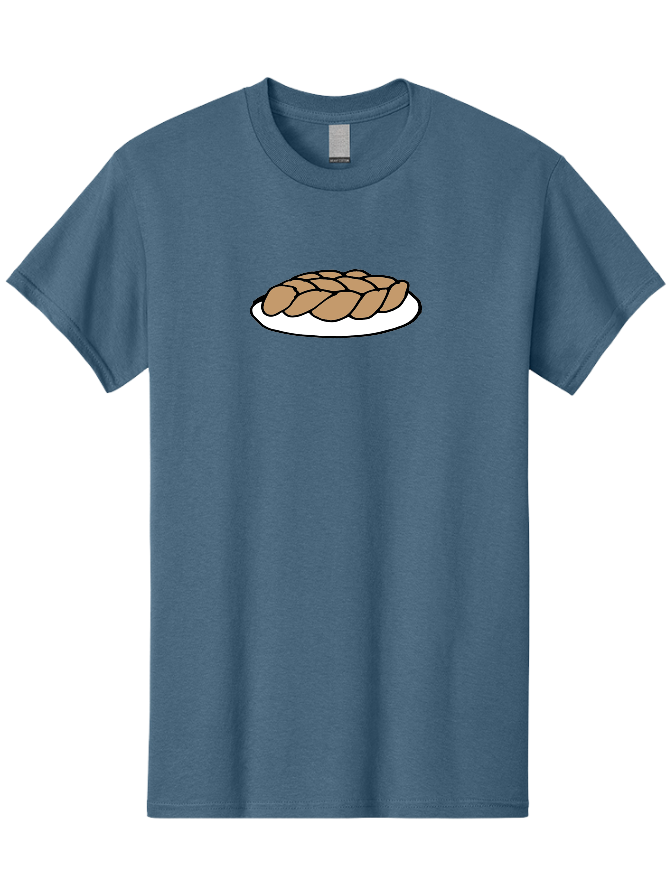 Braided-Loaf-Of-Bread Men'S Graphic Tee, 100% Cotton, Comfortable Casual Summer Wear, Machine Washable, Braided Bread, Baked Goods, Artisanal Bread, Bread On Plate, White Plate, Brown Bread, Traditional Bread, Freshly Baked -  Aaa771