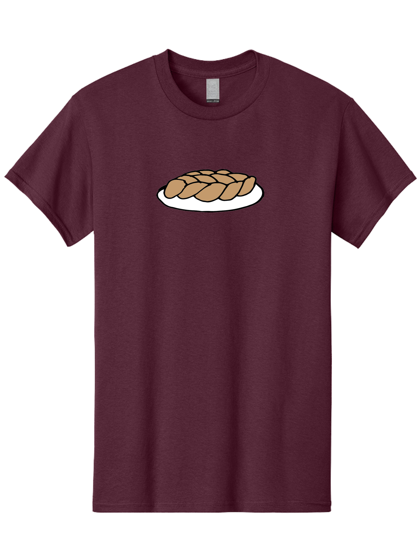 Braided-Loaf-Of-Bread Men'S Graphic Tee, 100% Cotton, Comfortable Casual Summer Wear, Machine Washable, Braided Bread, Baked Goods, Artisanal Bread, Bread On Plate, White Plate, Brown Bread, Traditional Bread, Freshly Baked -  Aaa771