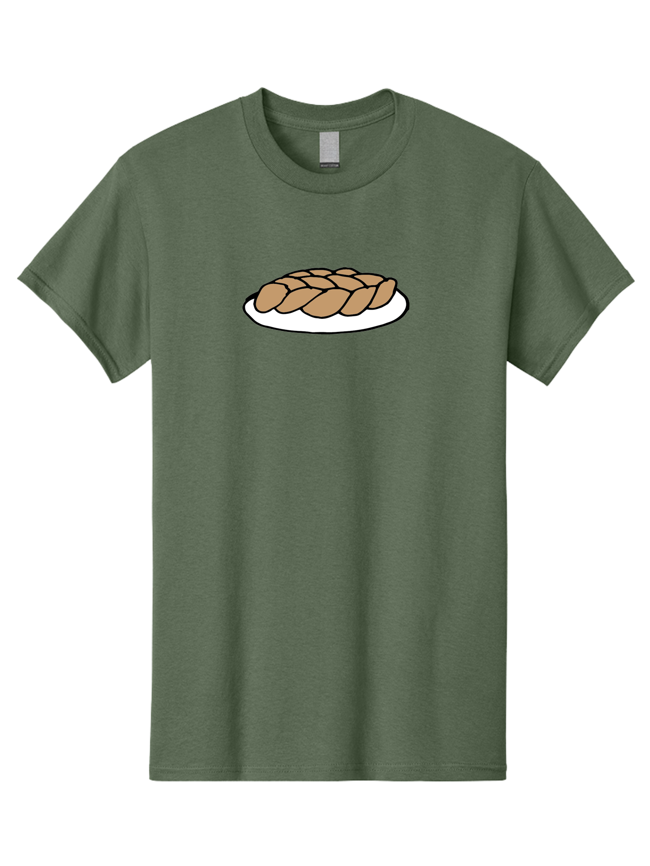 Braided-Loaf-Of-Bread Men'S Graphic Tee, 100% Cotton, Comfortable Casual Summer Wear, Machine Washable, Braided Bread, Baked Goods, Artisanal Bread, Bread On Plate, White Plate, Brown Bread, Traditional Bread, Freshly Baked -  Aaa771