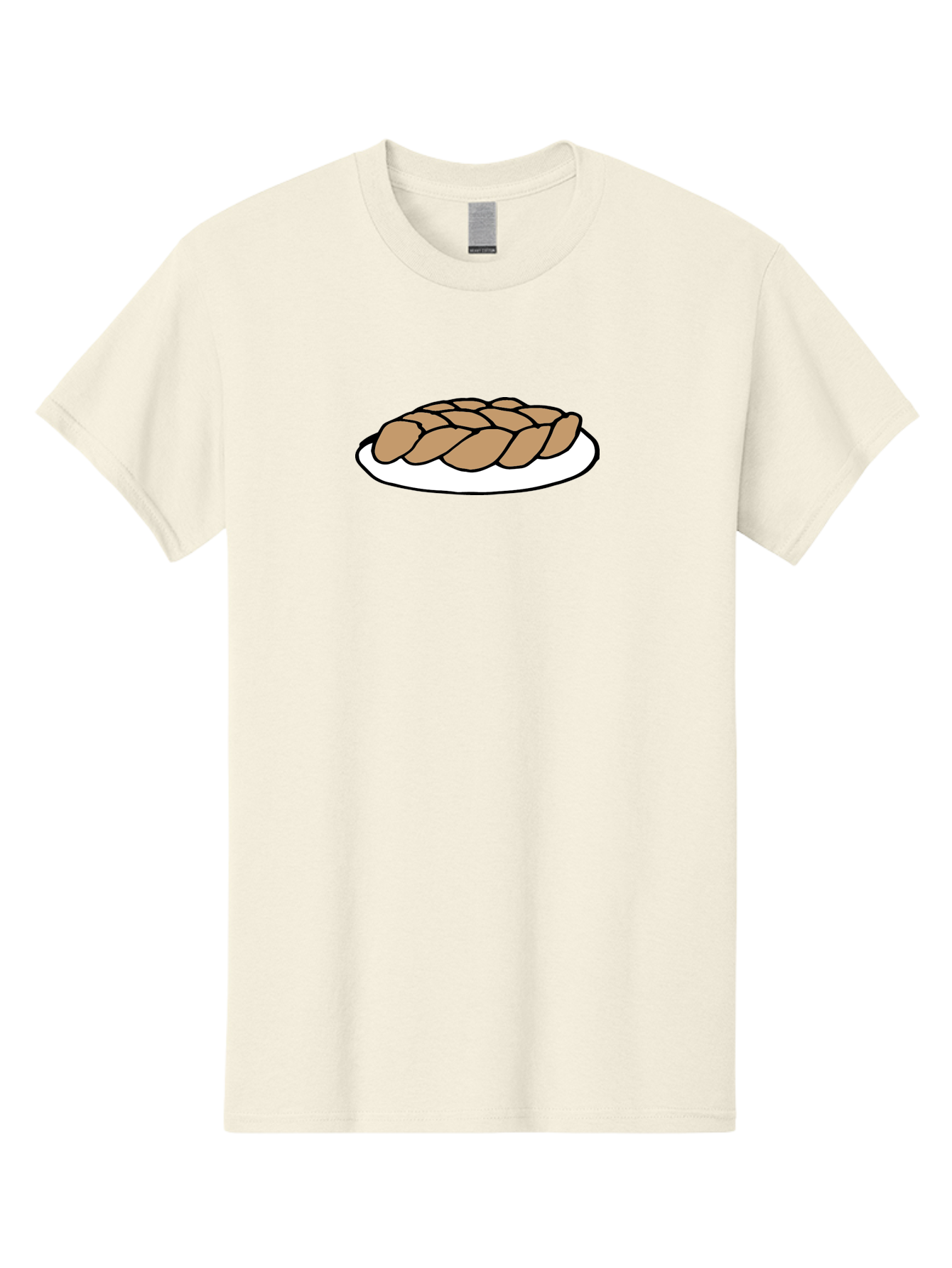 Braided-Loaf-Of-Bread Men'S Graphic Tee, 100% Cotton, Comfortable Casual Summer Wear, Machine Washable, Braided Bread, Baked Goods, Artisanal Bread, Bread On Plate, White Plate, Brown Bread, Traditional Bread, Freshly Baked -  Aaa771