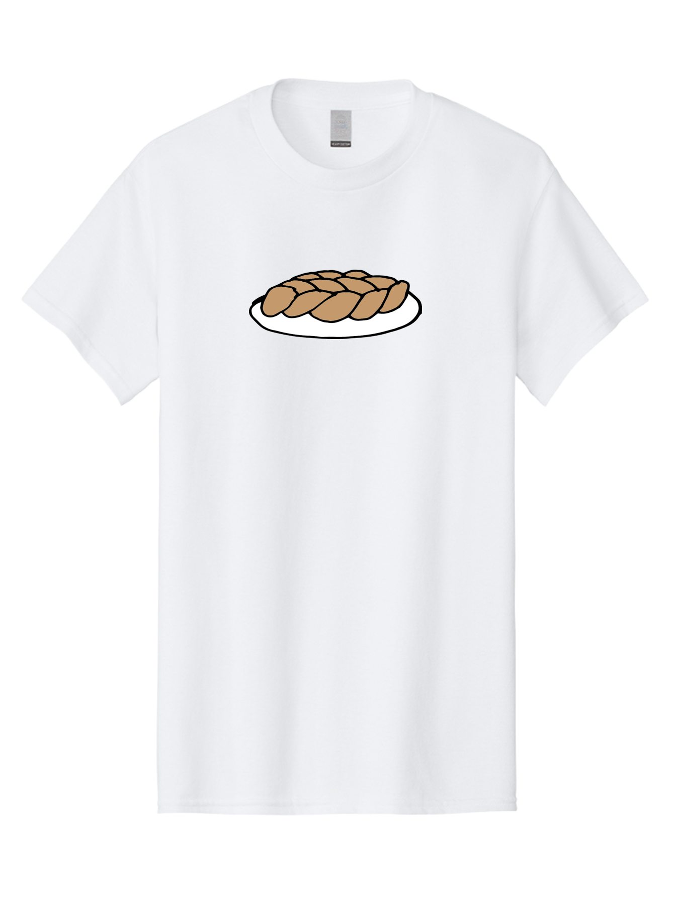 Braided-Loaf-Of-Bread Men'S Graphic Tee, 100% Cotton, Comfortable Casual Summer Wear, Machine Washable, Braided Bread, Baked Goods, Artisanal Bread, Bread On Plate, White Plate, Brown Bread, Traditional Bread, Freshly Baked -  Aaa771