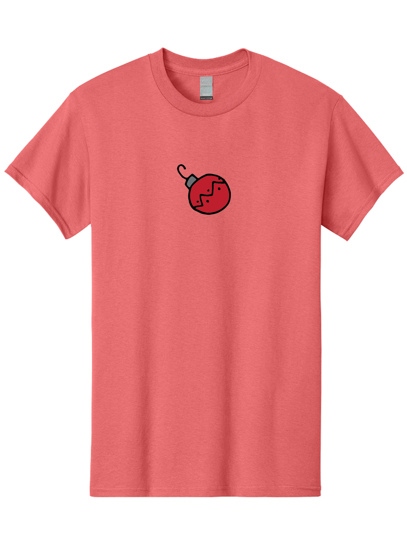 Broken-Red-Bauble Men'S Graphic Tee, 100% Cotton, Comfortable Casual Summer Wear, Machine Washable, Broken Christmas Ornament, Red Bauble, Shattered Decoration, Festive Fragility, Holiday Decor, Cracked Glass, Black Outline -  Aaa773