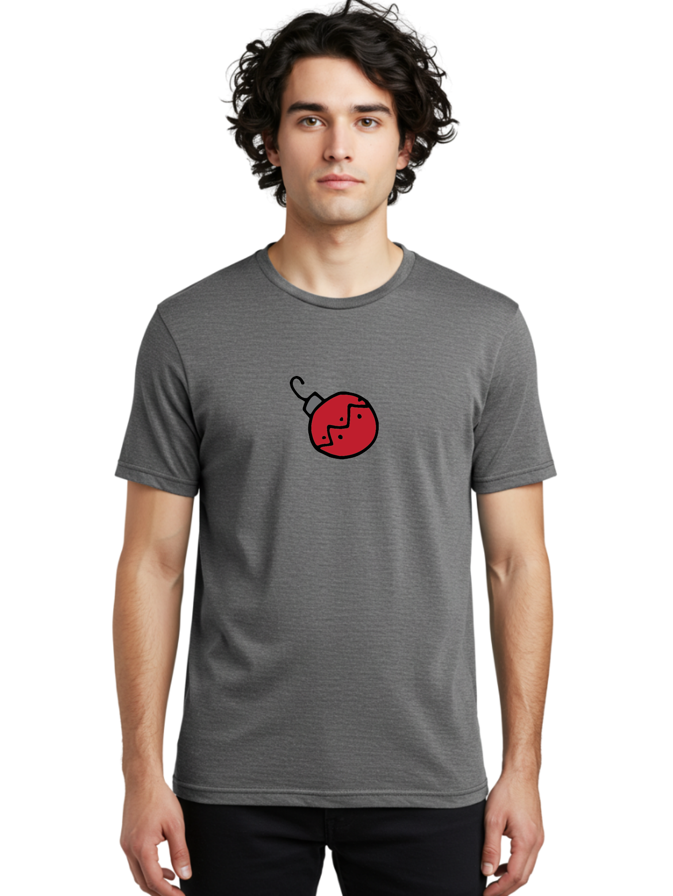 Broken-Red-Bauble Men'S Graphic Tee, 100% Cotton, Comfortable Casual Summer Wear, Machine Washable, Broken Christmas Ornament, Red Bauble, Shattered Decoration, Festive Fragility, Holiday Decor, Cracked Glass, Black Outline -  Aaa773