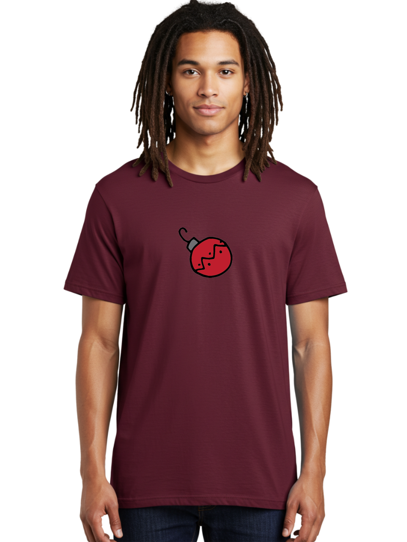 Broken-Red-Bauble Men'S Graphic Tee, 100% Cotton, Comfortable Casual Summer Wear, Machine Washable, Broken Christmas Ornament, Red Bauble, Shattered Decoration, Festive Fragility, Holiday Decor, Cracked Glass, Black Outline -  Aaa773