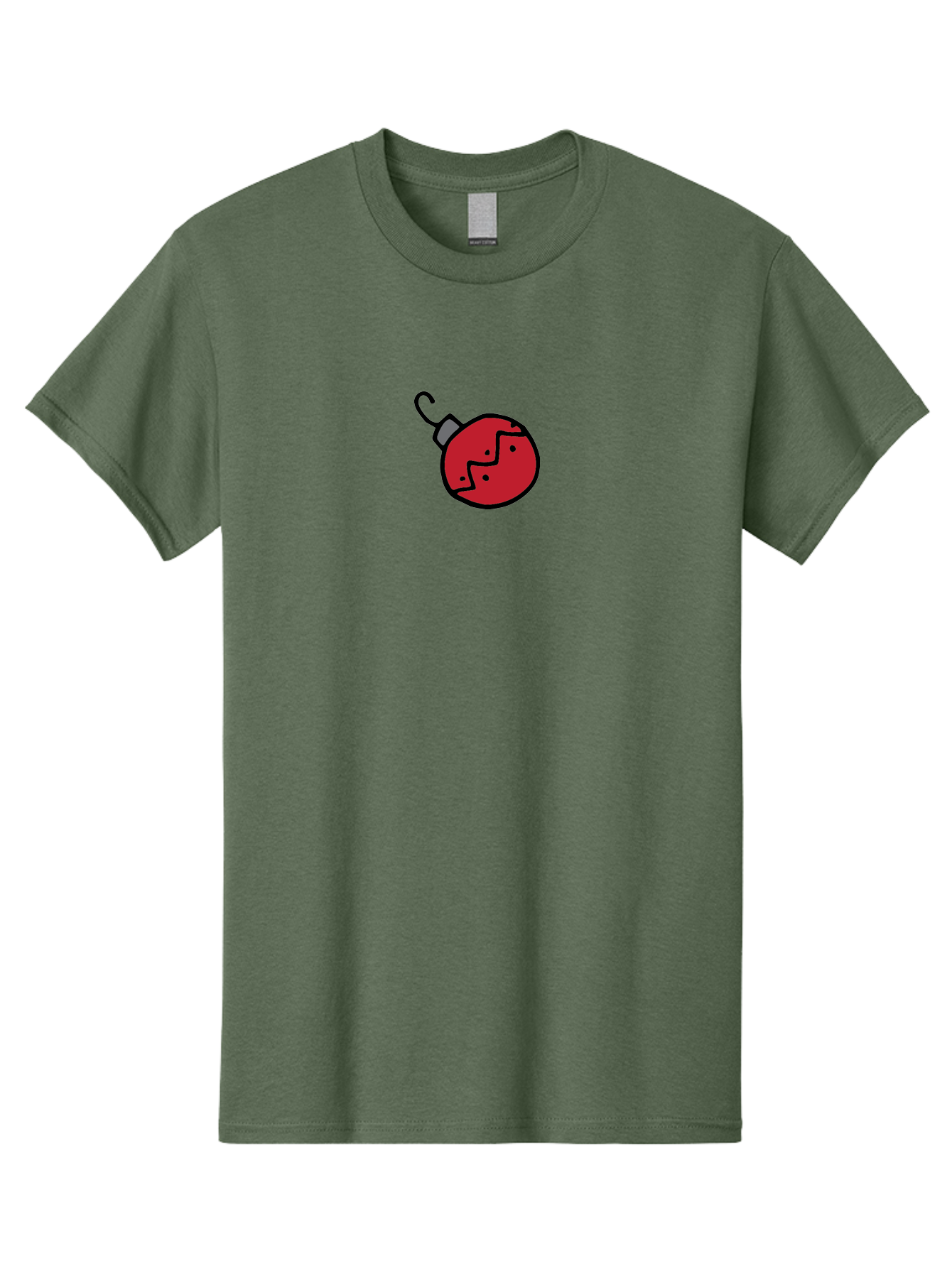 Broken-Red-Bauble Men'S Graphic Tee, 100% Cotton, Comfortable Casual Summer Wear, Machine Washable, Broken Christmas Ornament, Red Bauble, Shattered Decoration, Festive Fragility, Holiday Decor, Cracked Glass, Black Outline -  Aaa773