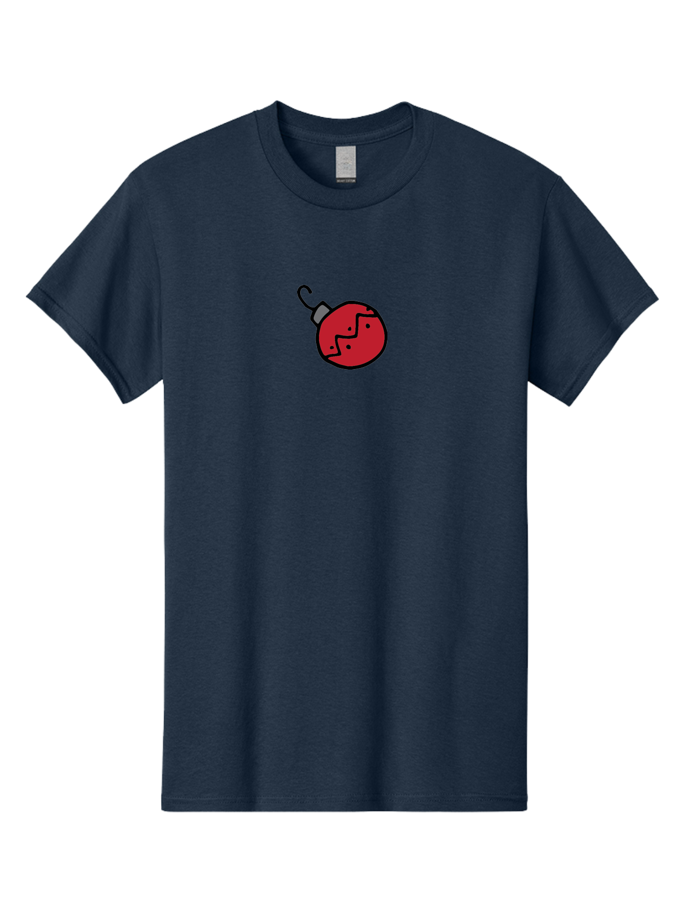 Broken-Red-Bauble Men'S Graphic Tee, 100% Cotton, Comfortable Casual Summer Wear, Machine Washable, Broken Christmas Ornament, Red Bauble, Shattered Decoration, Festive Fragility, Holiday Decor, Cracked Glass, Black Outline -  Aaa773