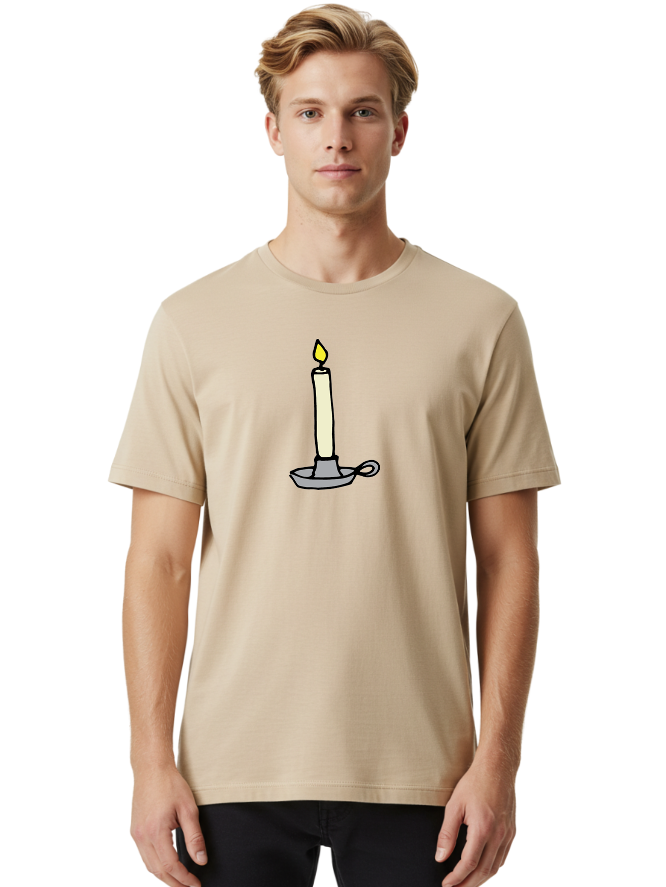 Candle-2 Men'S Graphic Tee, 100% Cotton, Comfortable Casual Summer Wear, Machine Washable, Lit Candle, Candle Holder, Warm Lighting, Relaxing Ambiance, Peaceful Atmosphere, Soft Glow, Serene Moment, Ambiance, Candlelight, Relaxation, -  Aaa775