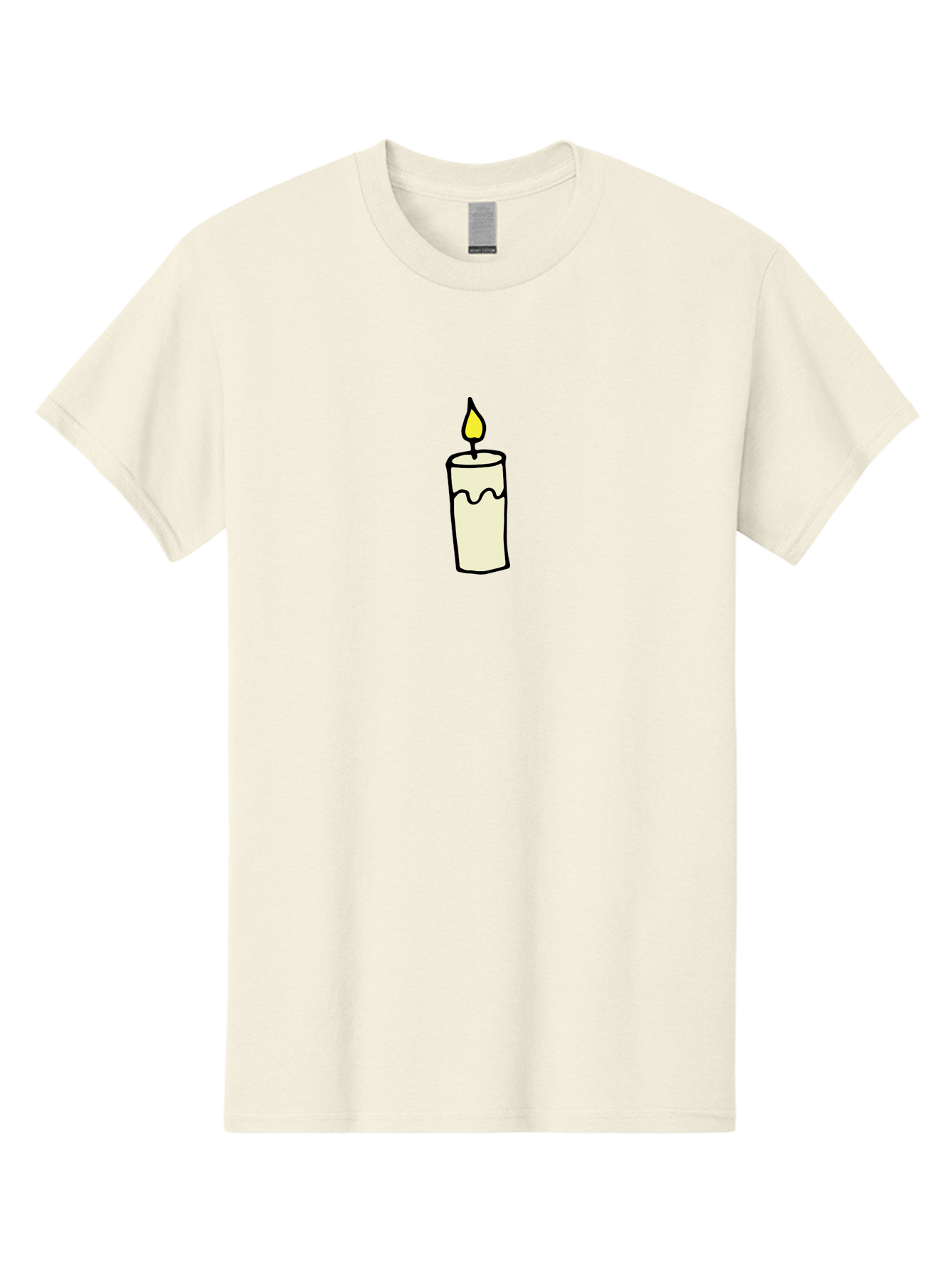 Candle-3 Men'S Graphic Tee, 100% Cotton, Comfortable Casual Summer Wear, Machine Washable, Lit Candle, Melting Wax, Yellow Flame, Flickering Light, Simple Illustration, Minimalist Design, Soothing Ambiance, Relaxation, Calm Atmosphere -  Aaa776