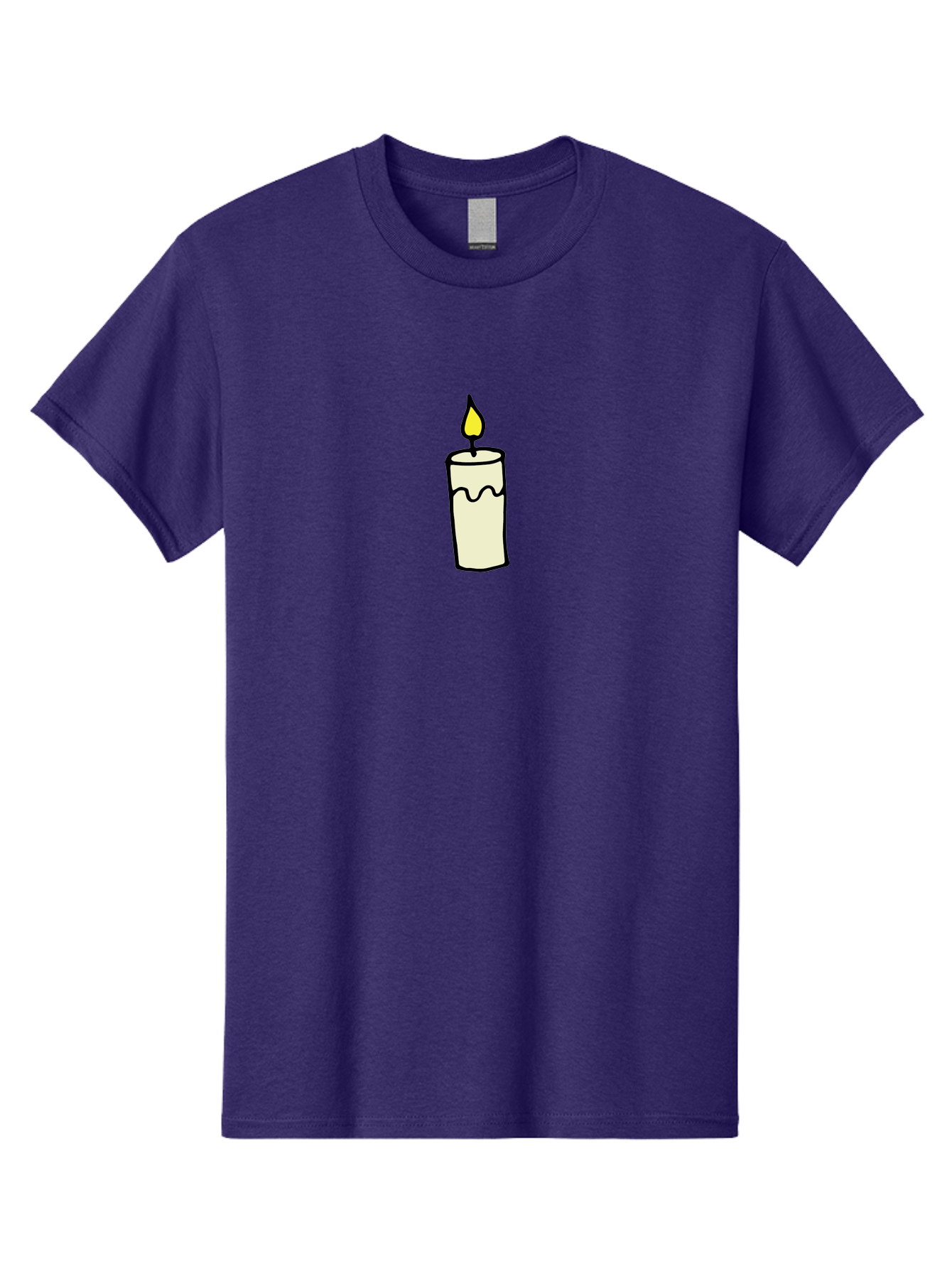Candle-3 Men'S Graphic Tee, 100% Cotton, Comfortable Casual Summer Wear, Machine Washable, Lit Candle, Melting Wax, Yellow Flame, Flickering Light, Simple Illustration, Minimalist Design, Soothing Ambiance, Relaxation, Calm Atmosphere -  Aaa776