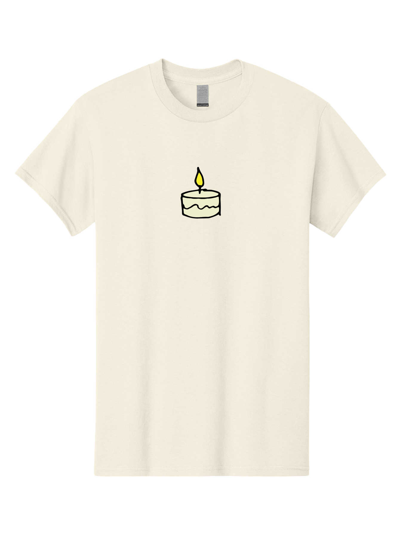 Candle-4 Men'S Graphic Tee, 100% Cotton, Comfortable Casual Summer Wear, Machine Washable, Candle With Yellow Flame, Birthday Candle, Wax Melting, Soft Glow, Warm Ambiance, Festive Decor, Celebration Atmosphere, Simple Illustration -  Aaa777
