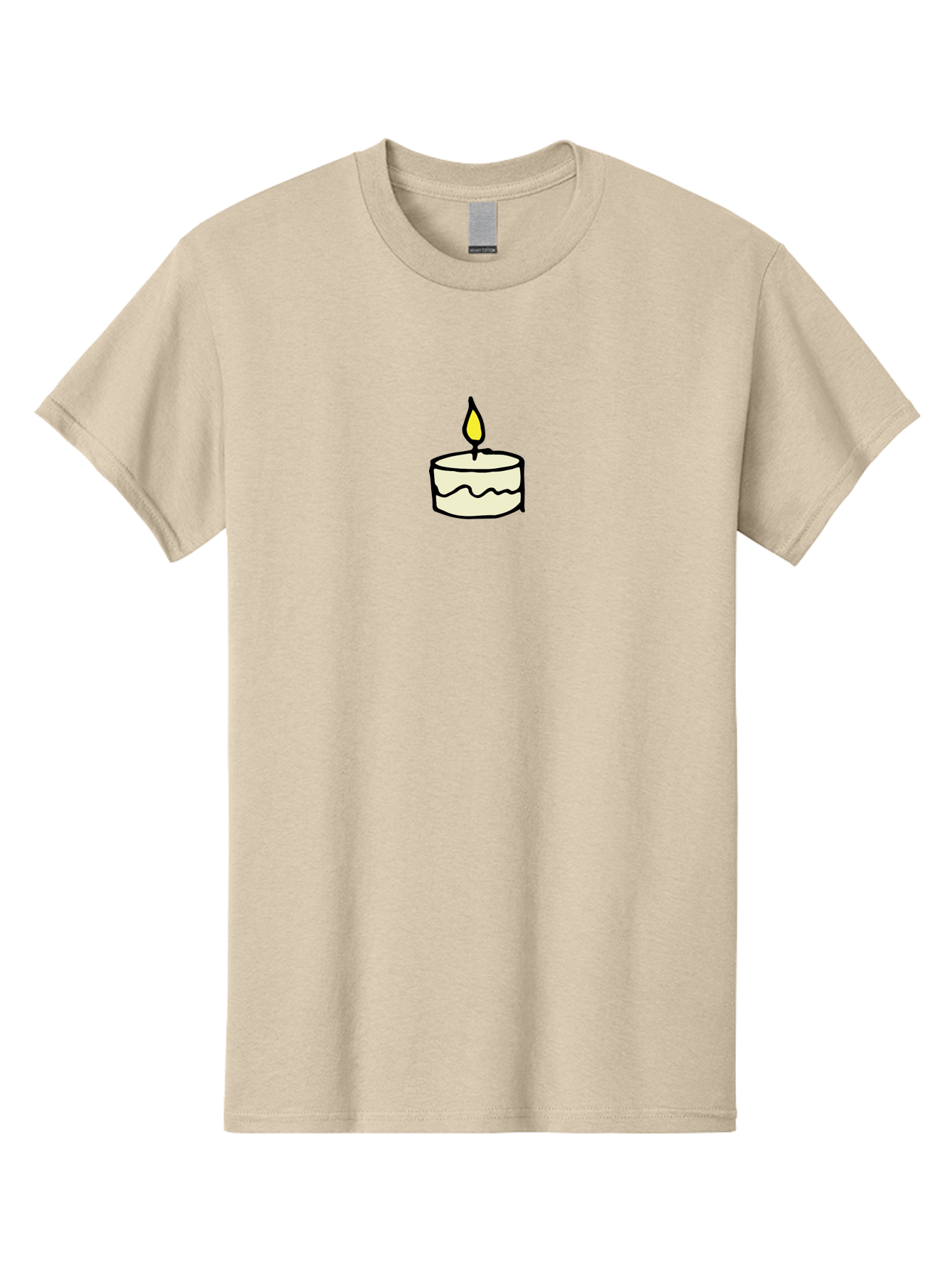 Candle-4 Men'S Graphic Tee, 100% Cotton, Comfortable Casual Summer Wear, Machine Washable, Candle With Yellow Flame, Birthday Candle, Wax Melting, Soft Glow, Warm Ambiance, Festive Decor, Celebration Atmosphere, Simple Illustration -  Aaa777