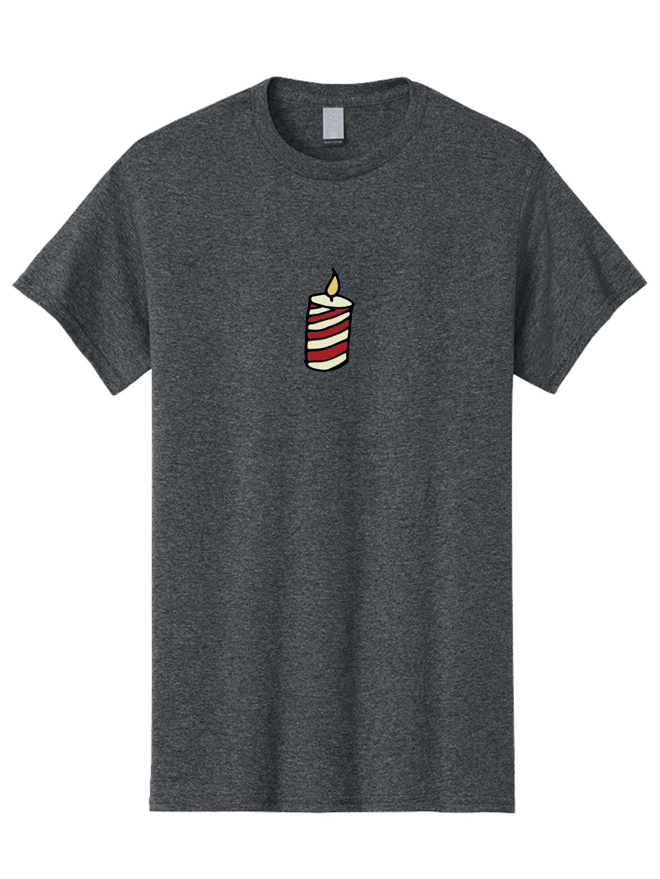 Candle Men'S Graphic Tee, 100% Cotton, Comfortable Casual Summer Wear, Machine Washable, Red And White Striped Candle, Lit Candle, Warm Ambiance, Relaxing Atmosphere, Peaceful Decor, Cozy Lighting, Simple Design -  Aaa778