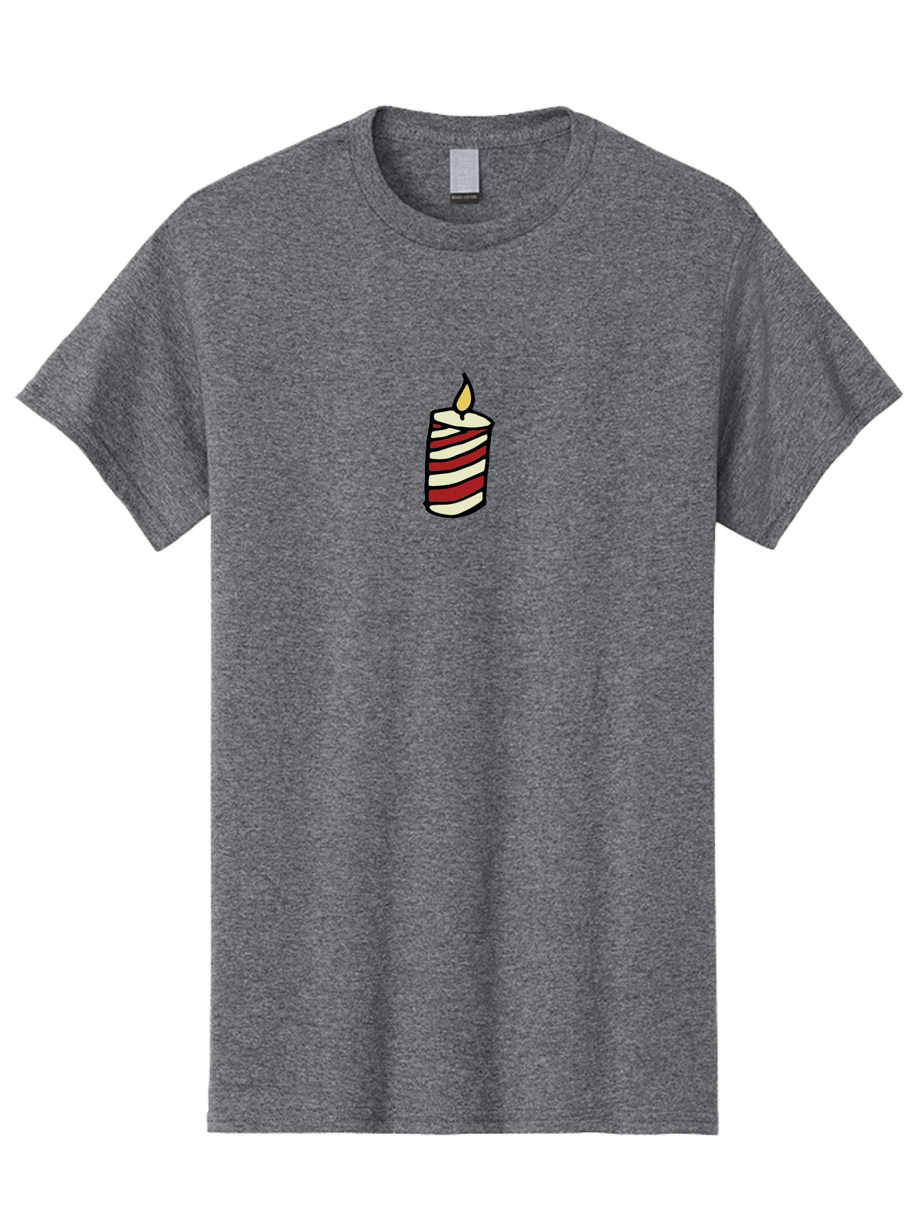 Candle Men'S Graphic Tee, 100% Cotton, Comfortable Casual Summer Wear, Machine Washable, Red And White Striped Candle, Lit Candle, Warm Ambiance, Relaxing Atmosphere, Peaceful Decor, Cozy Lighting, Simple Design -  Aaa778