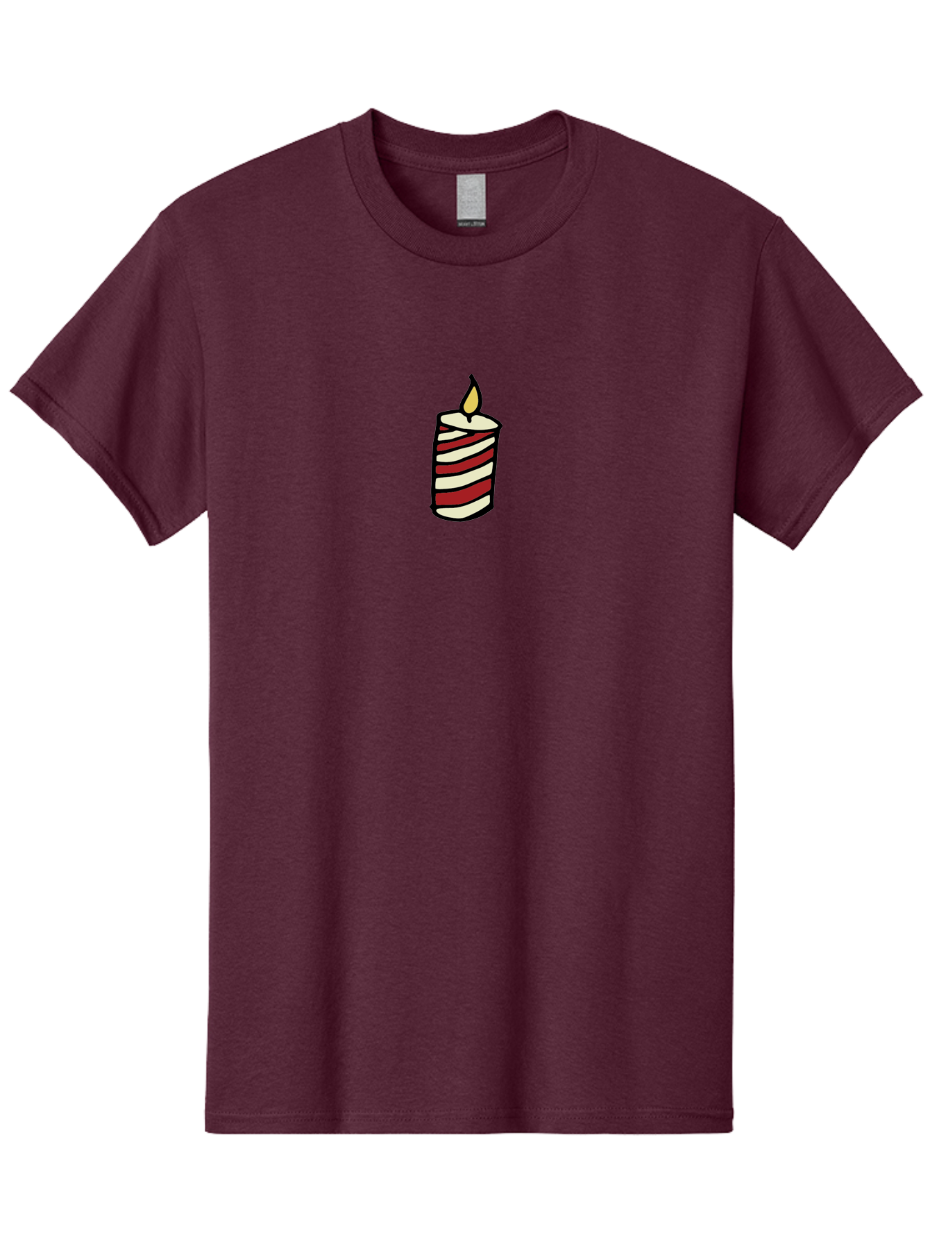 Candle Men'S Graphic Tee, 100% Cotton, Comfortable Casual Summer Wear, Machine Washable, Red And White Striped Candle, Lit Candle, Warm Ambiance, Relaxing Atmosphere, Peaceful Decor, Cozy Lighting, Simple Design -  Aaa778