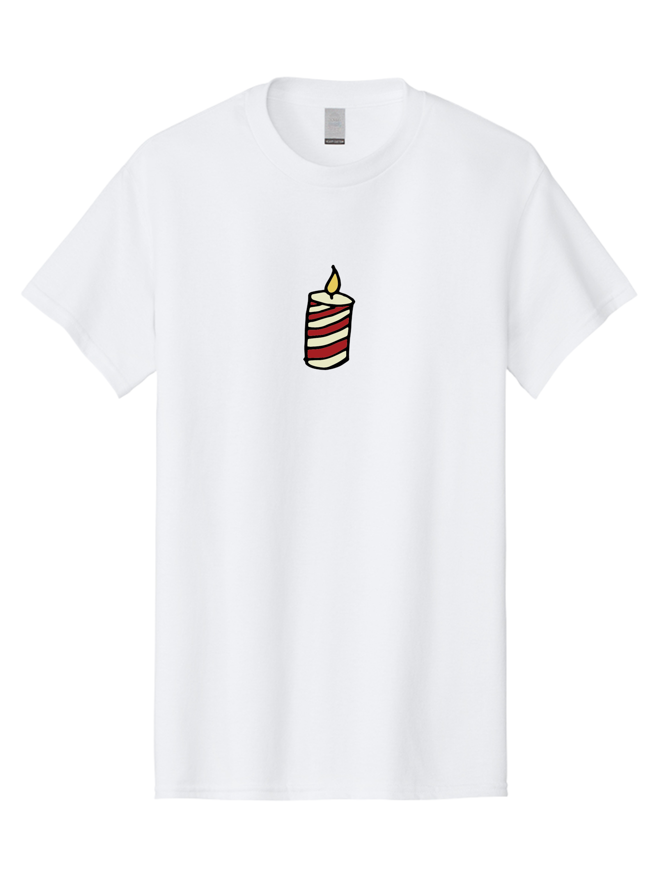 Candle Men'S Graphic Tee, 100% Cotton, Comfortable Casual Summer Wear, Machine Washable, Red And White Striped Candle, Lit Candle, Warm Ambiance, Relaxing Atmosphere, Peaceful Decor, Cozy Lighting, Simple Design -  Aaa778