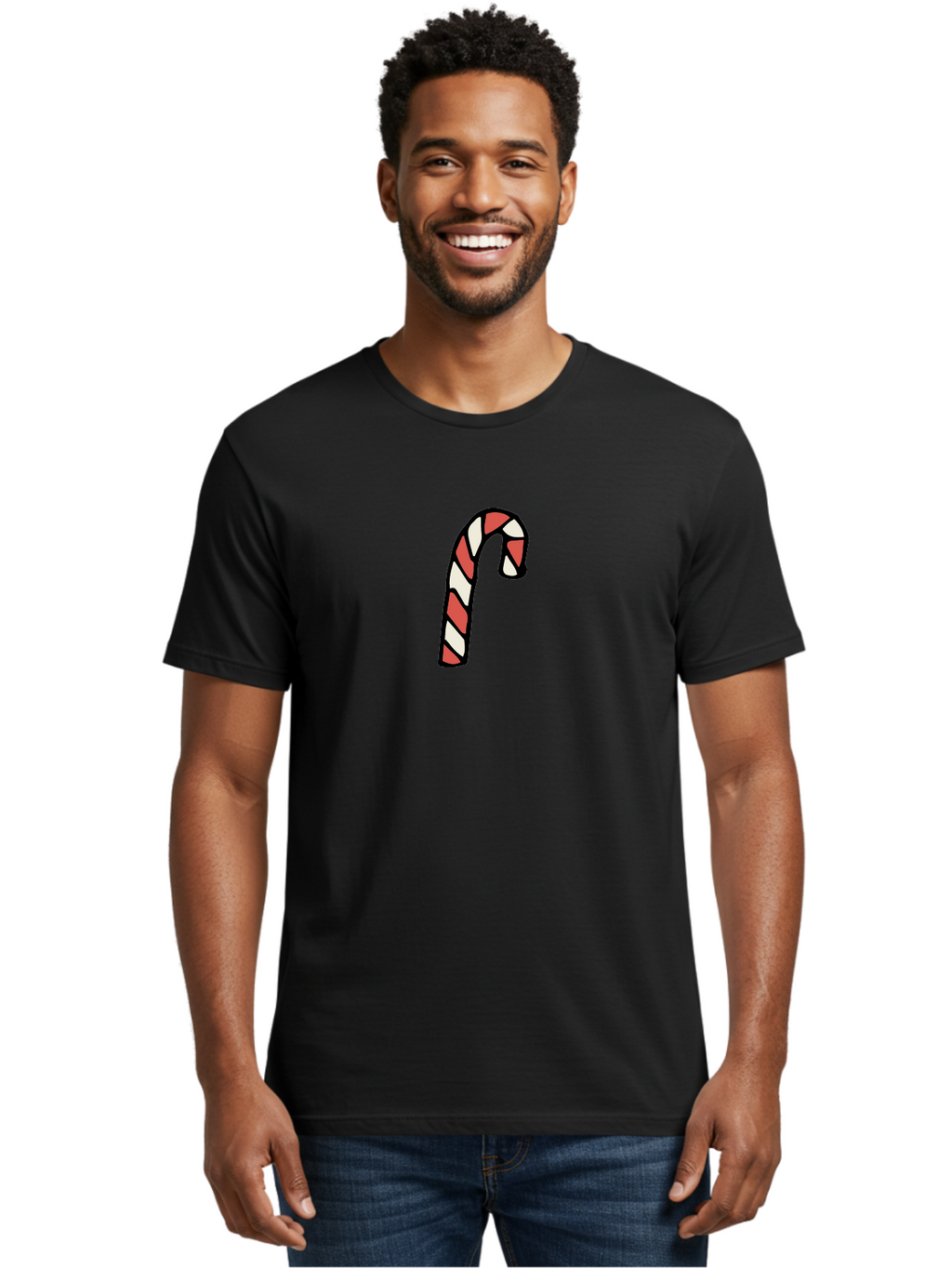 Candy-Cane-1 Men'S Graphic Tee, 100% Cotton, Comfortable Casual Summer Wear, Machine Washable, Candy Cane, Red And White Stripes, Festive Holiday Treat, Christmas Symbol, Sweet Candy, Winter Wonderland, Holiday Cheer, Peppermint Flavor -  Aaa779